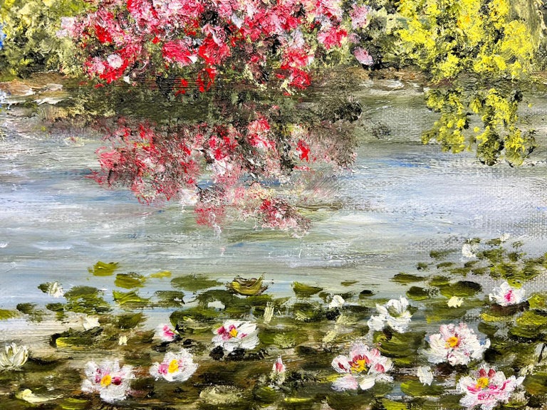 French Impressionist Signed Oil Painting Waterlily Pond Giverny Monet's Gardens 4