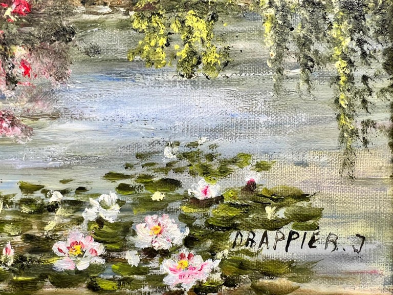 French Impressionist Signed Oil Painting Waterlily Pond Giverny Monet's Gardens 5