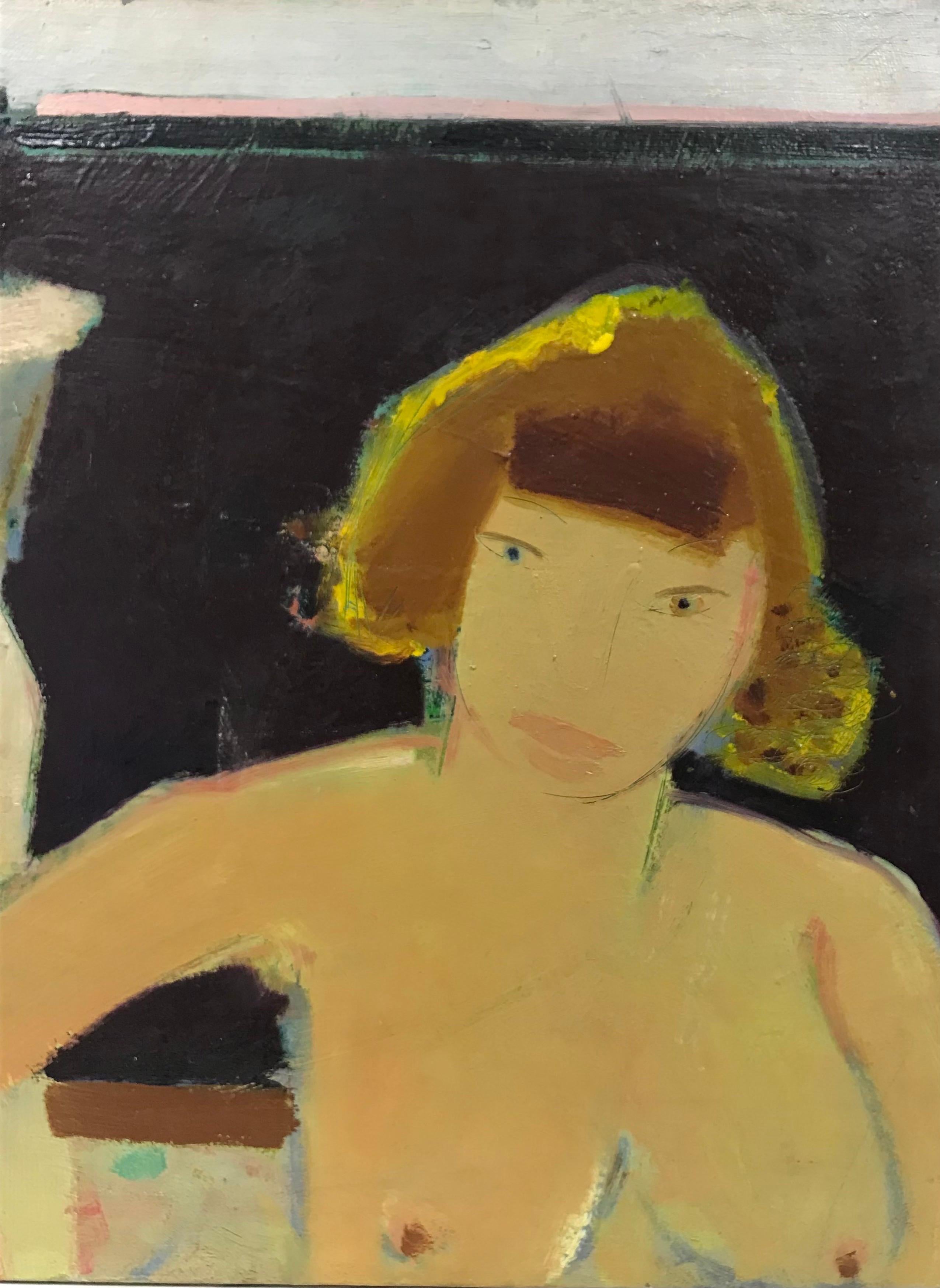 French Modernist Signed Oil - Nude Women Lovers Figurative Group, 20th century - Brown Nude Painting by 20th Century French School