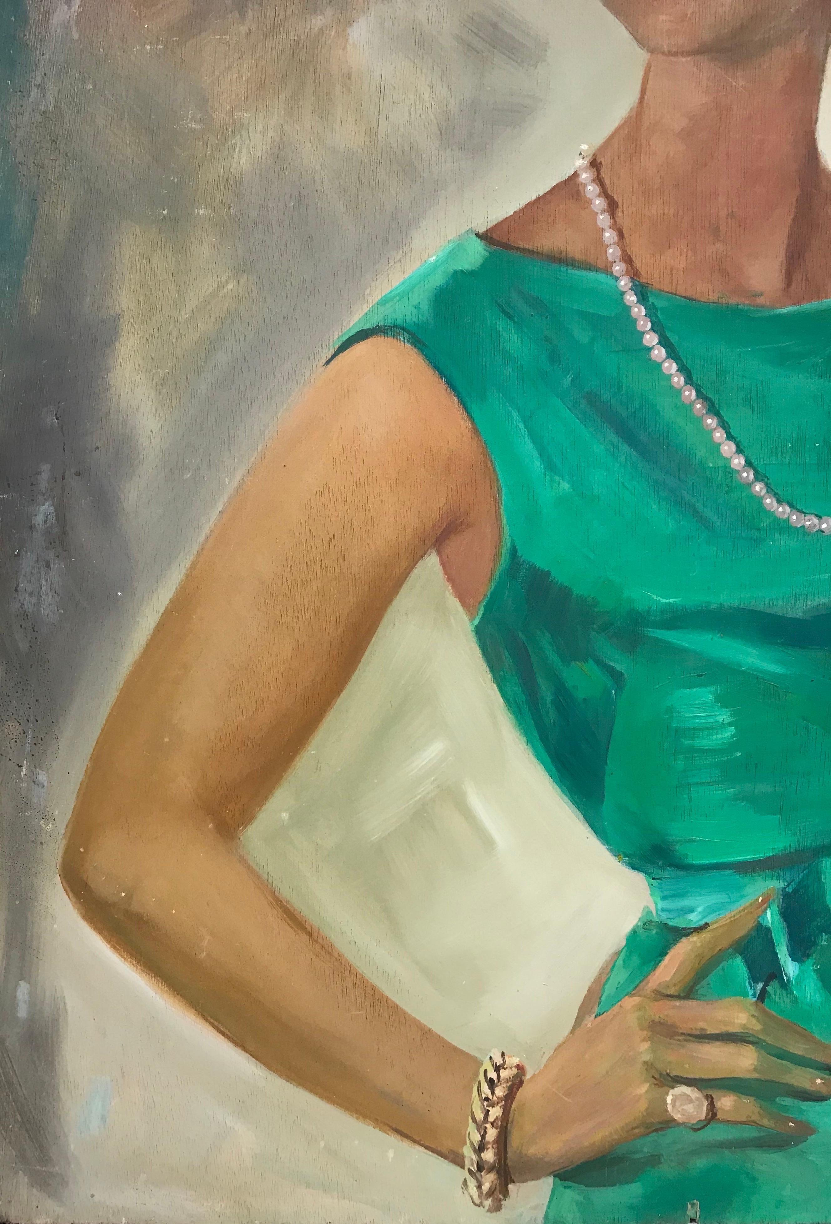 green dress painting