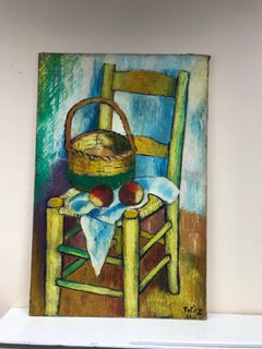 Large 1940's French Post-Impressionist Signed Oil - Old Chair with Fruit