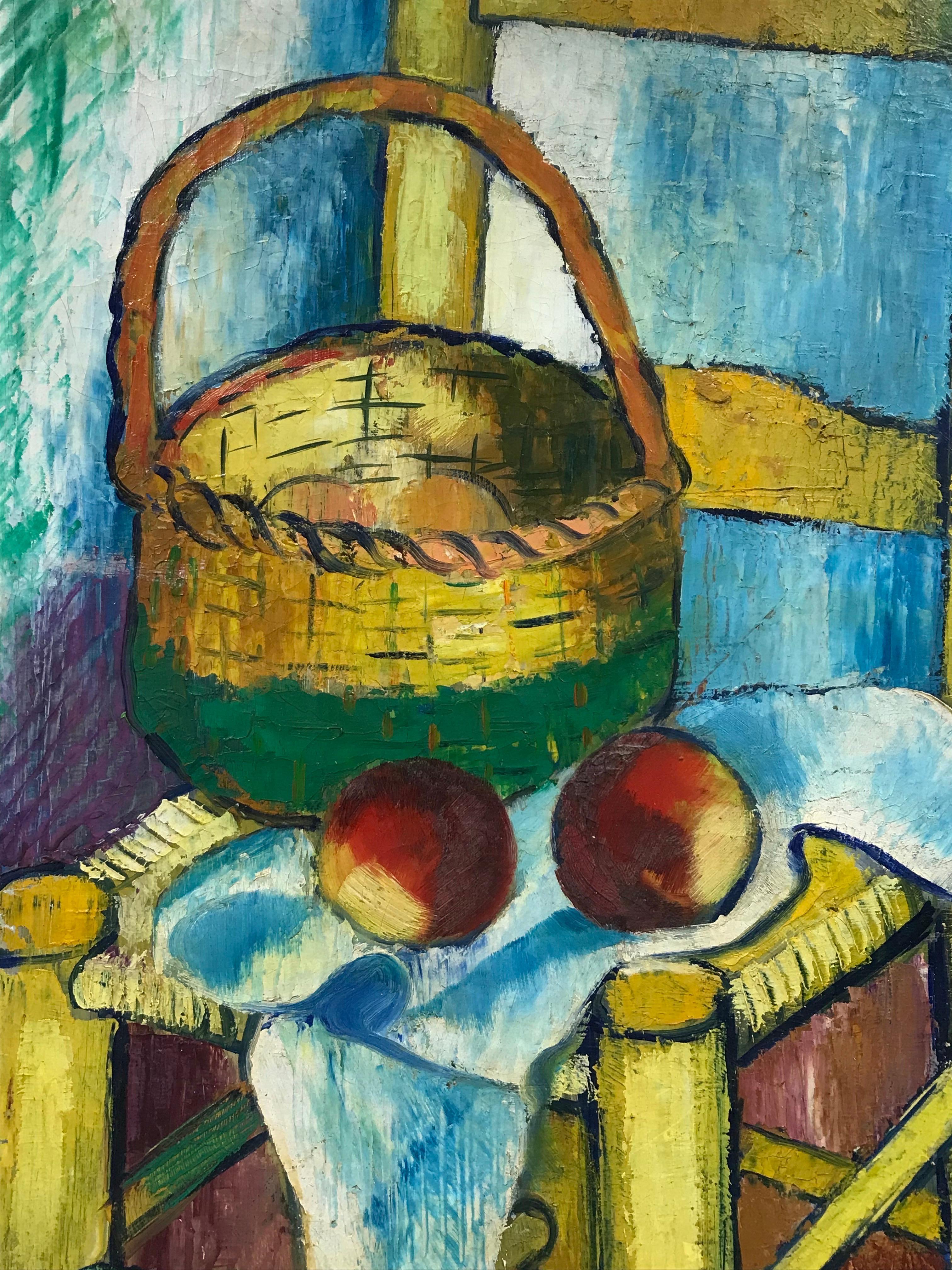 Artist/ School: French School, signed and dated 1940's

Title: Post-Impressionist oil depicting this 'Van Gogh' chair in an interior with fruit. 

Medium: oil on canvas, unframed 

Canvas: 32 x 21 inches

Provenance: private collection,
