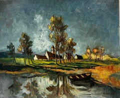 french landscape paintings Large 1960
s French Post-Impressionist Signed Oil French Landscape
Lake