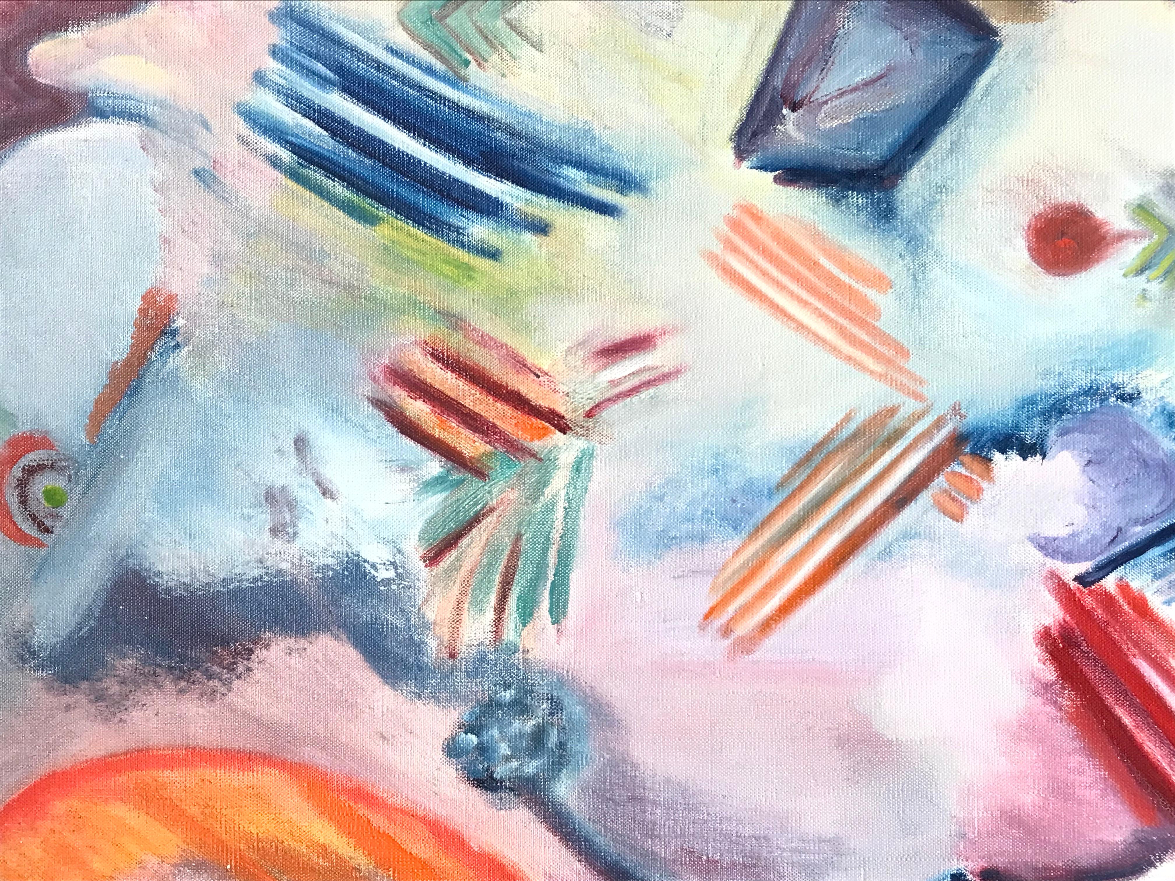 Großes französisches abstraktes Gemälde des 20. Jahrhunderts, leuchtende Farben und lebhafte Formen (Geometrische Abstraktion), Painting, von 20th Century French School
