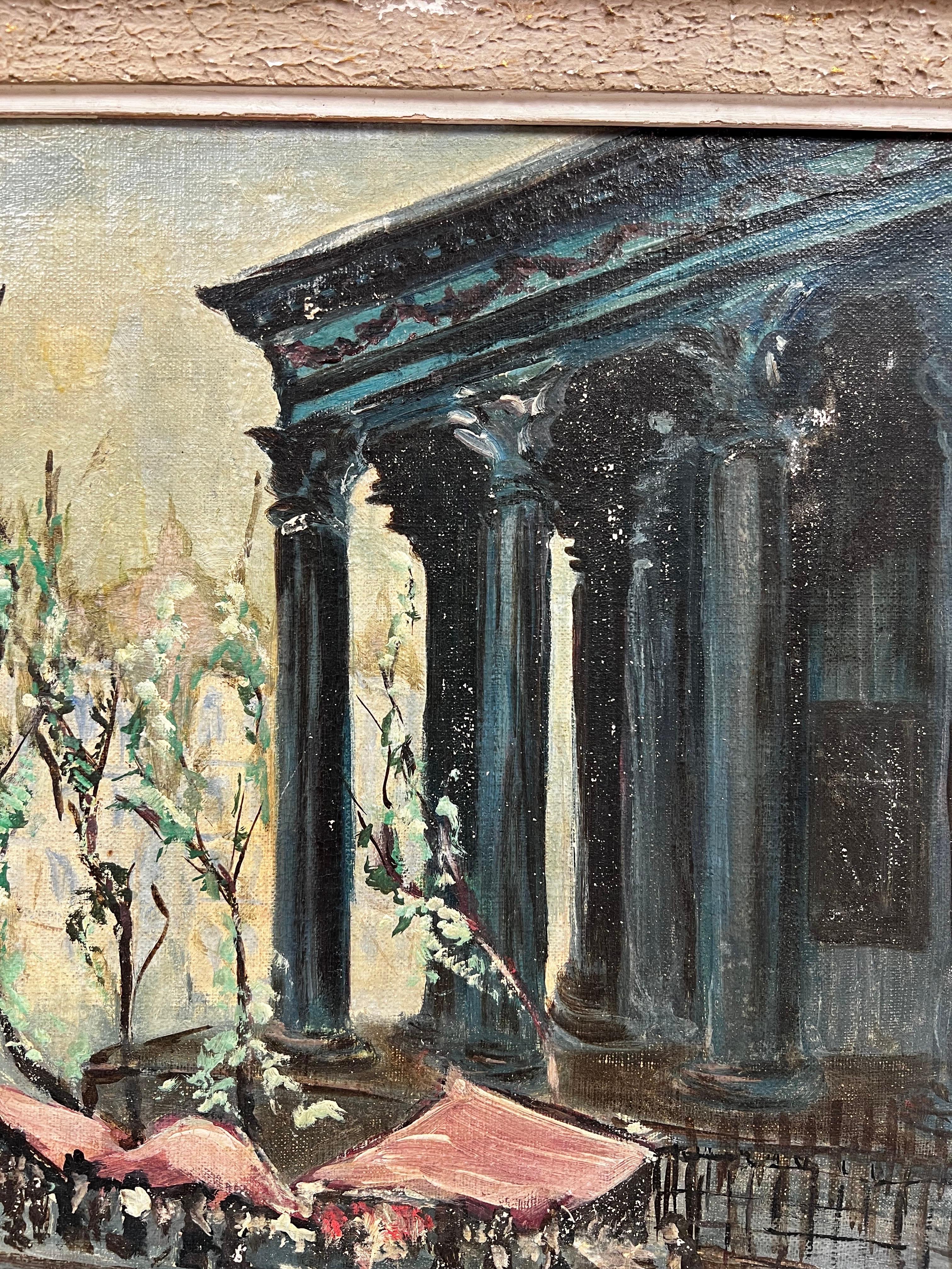 Mid 20th Century French Oil - Flower Market Paris Place de la Madeleine 1