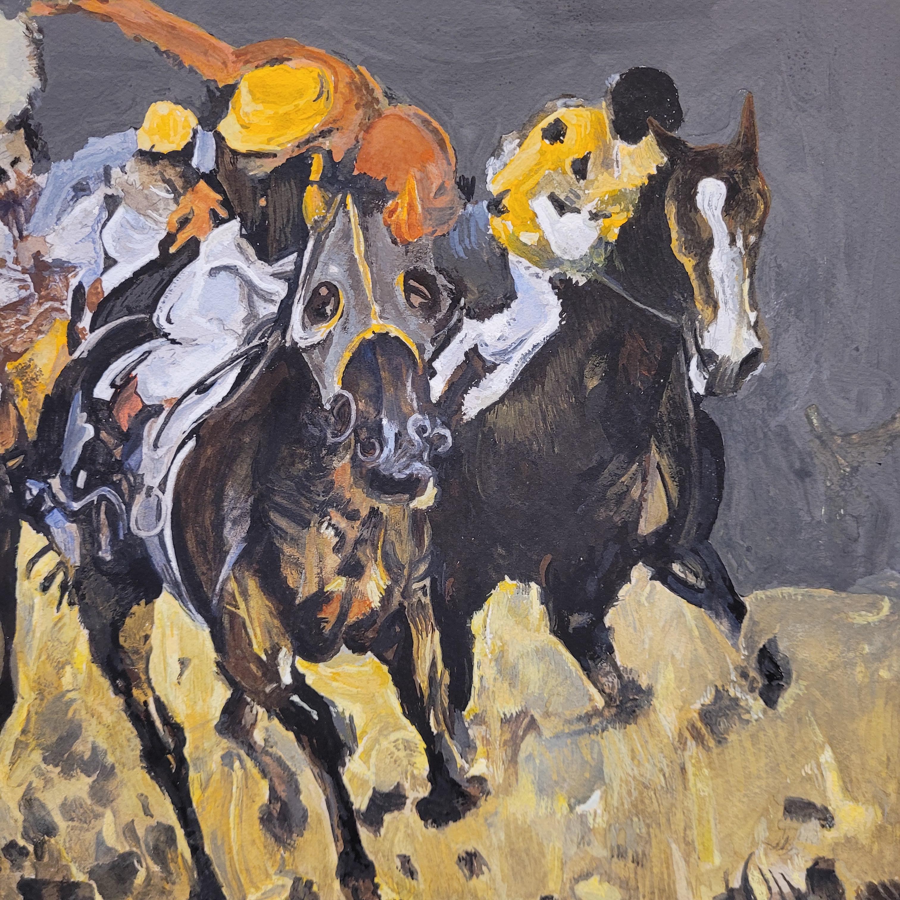 Mitte des Jahrhunderts Französisch Gouache auf Papier 