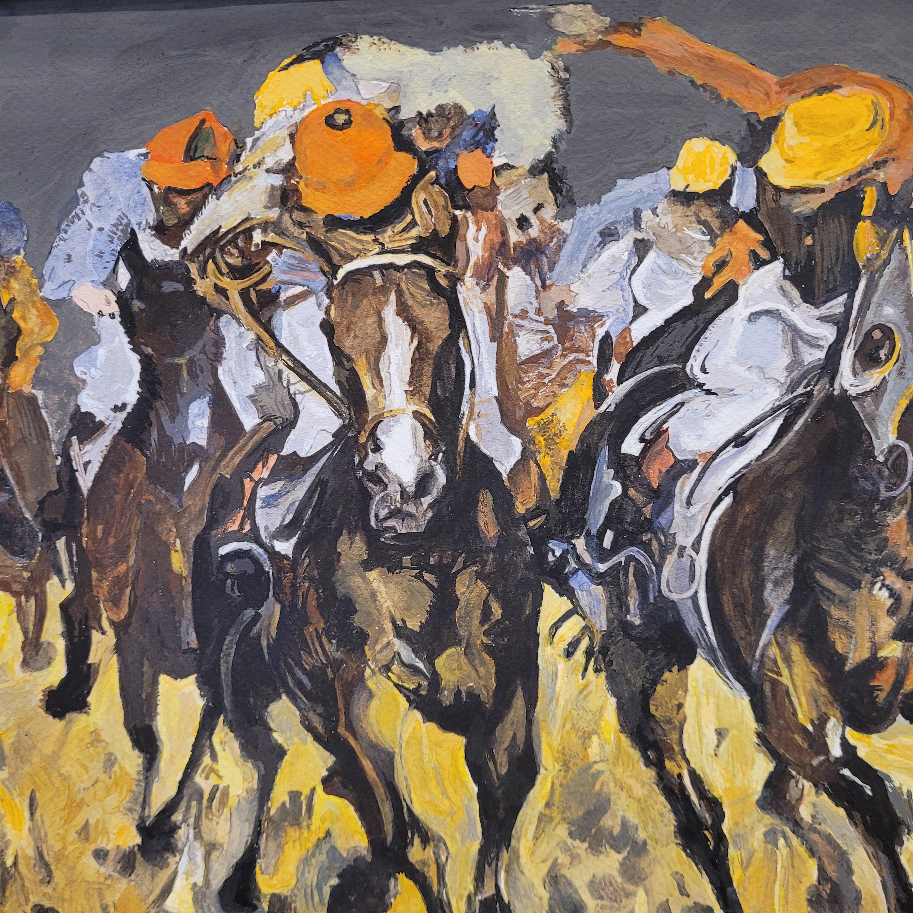 Mitte des Jahrhunderts Französisch Gouache auf Papier 