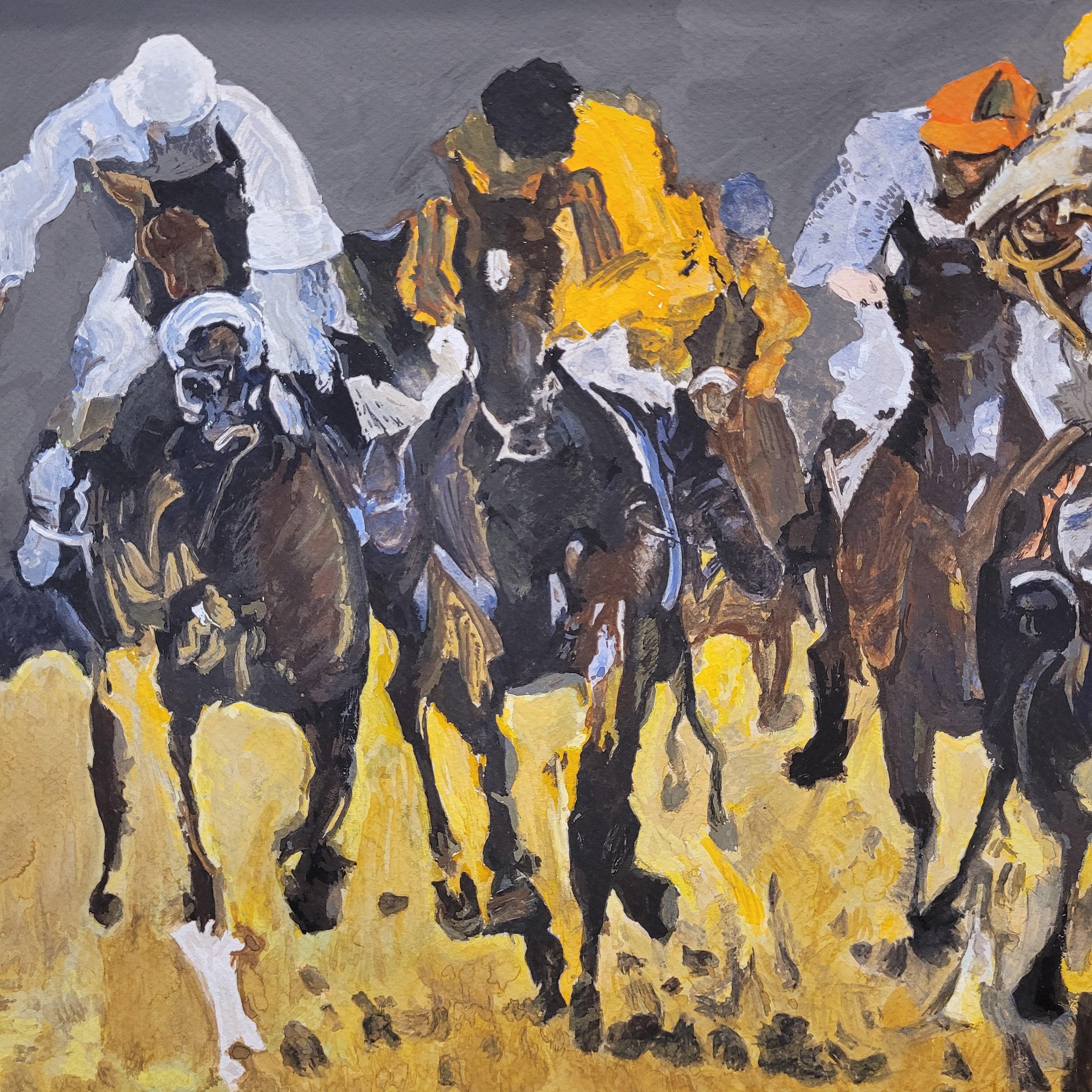 Mitte des Jahrhunderts Französisch Gouache auf Papier 