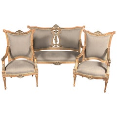 20th Century French Seating Group in the Louis Seize Style Beechwood