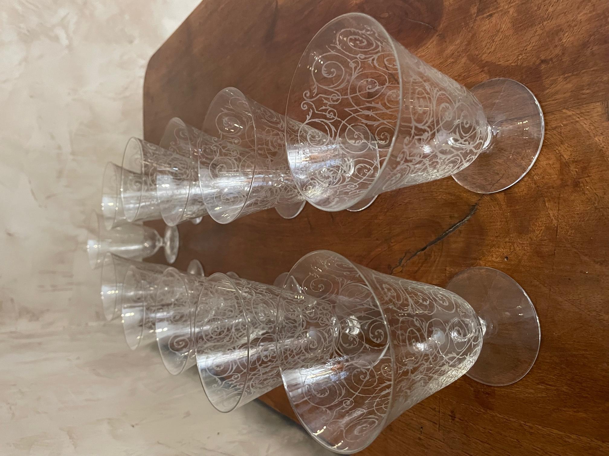 Mid-20th Century 20th Century French, Set of 11 Wine Glasses in the Taste of Baccarat, 1930s For Sale