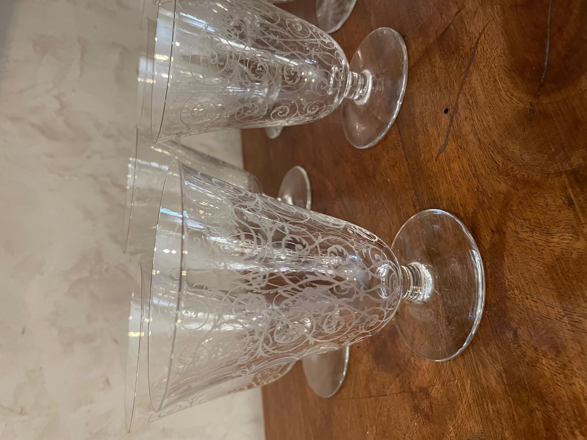 20th Century French, Set of 11 Wine Glasses in the Taste of Baccarat, 1930s For Sale 1