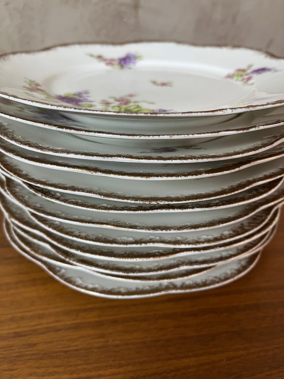 20th century French set of 12 Porcelain Desert Plates, 1900s For Sale 13