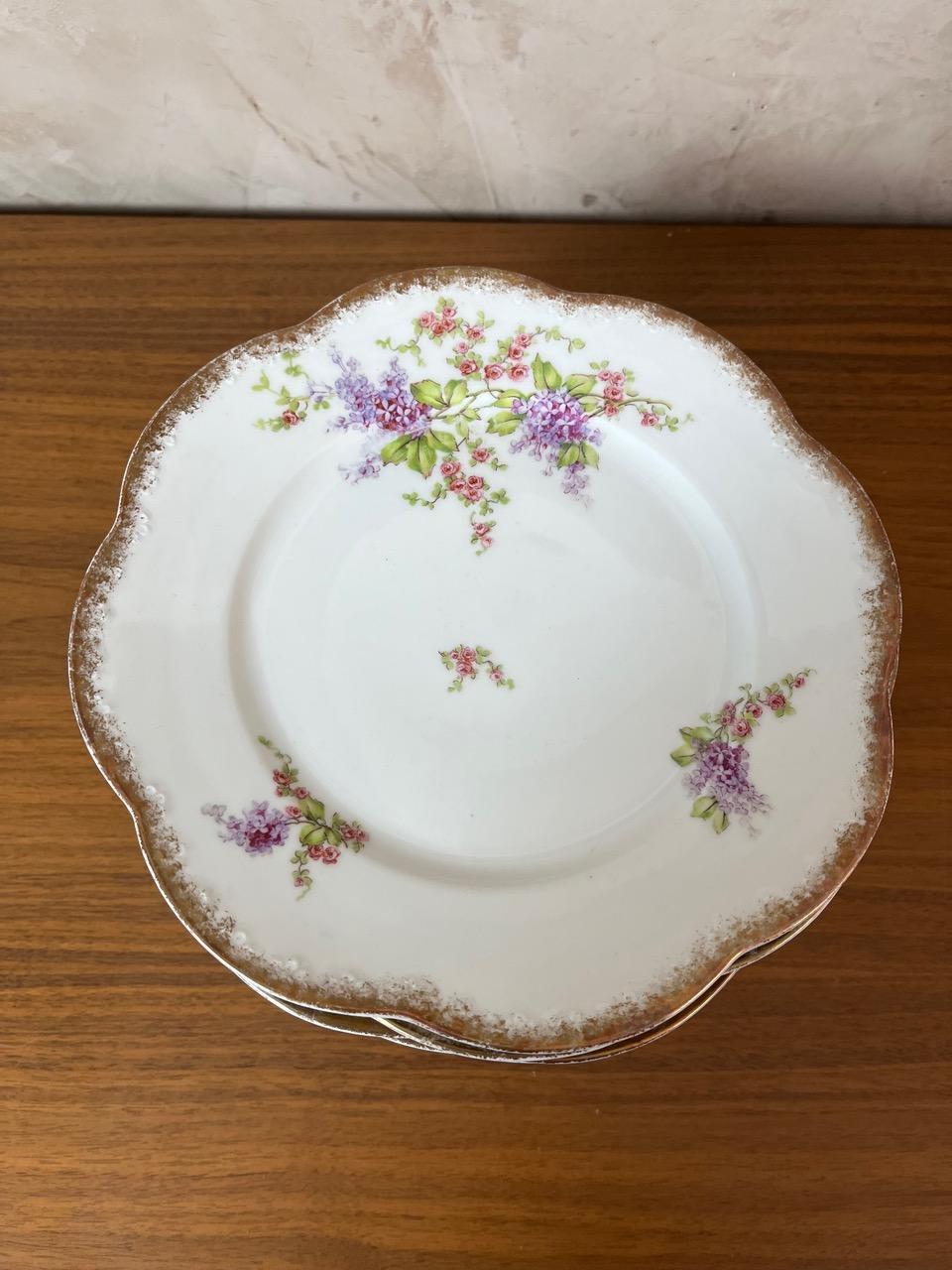 20th century French set of 12 Porcelain Desert Plates, 1900s For Sale 1