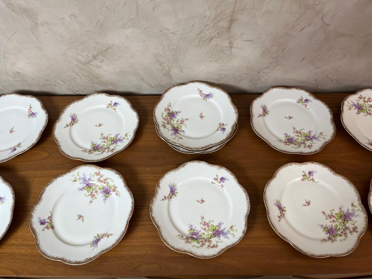 20th century French set of 12 Porcelain Desert Plates, 1900s For Sale 3