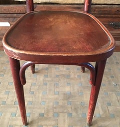 20th Century French Set of 24 Dark Brown Wooden Bistro Chairs. 1930s