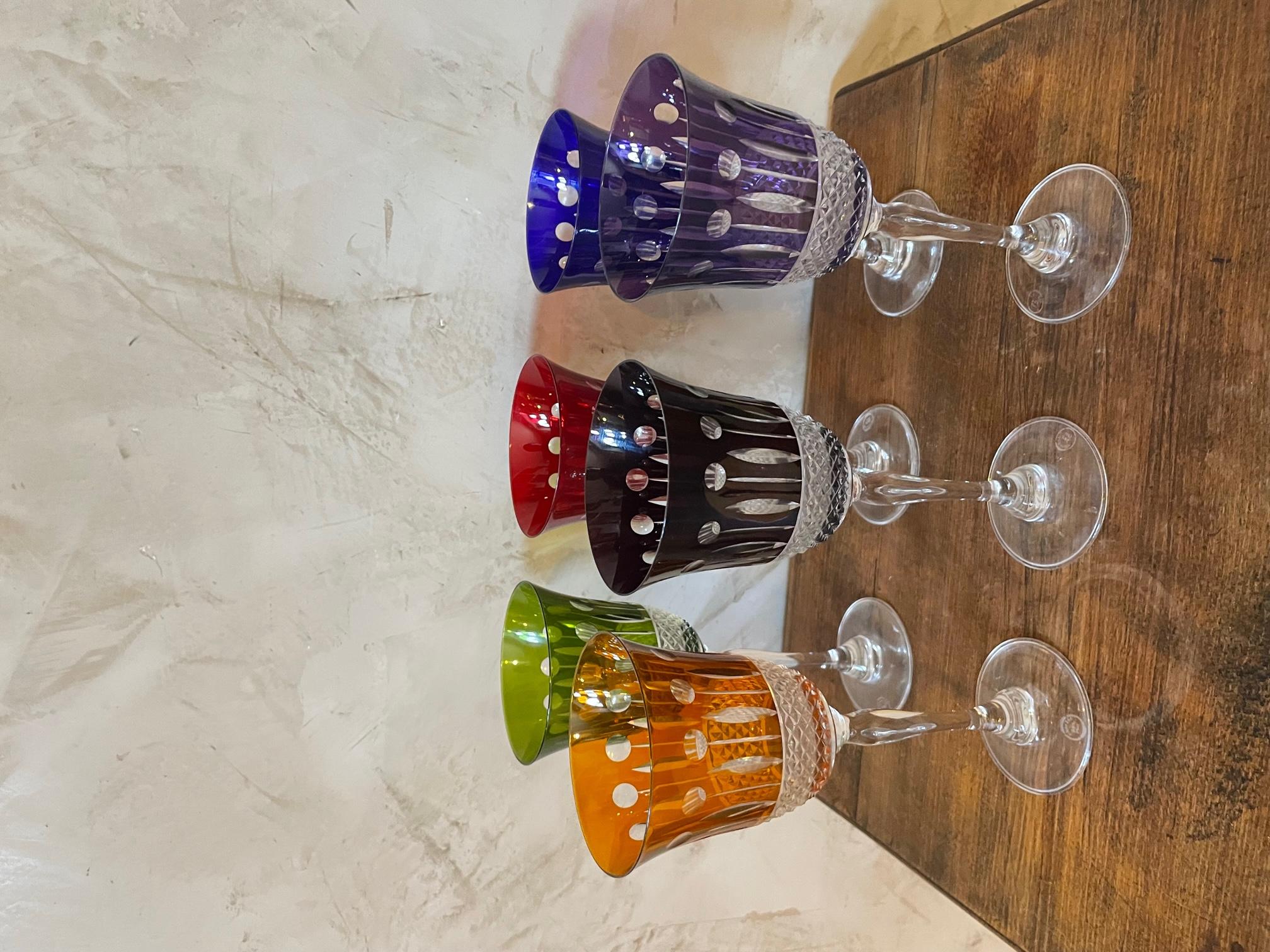 20th Century French Set of 6 Crystal Glasses by La Cristallerie de Paris In Good Condition For Sale In LEGNY, FR