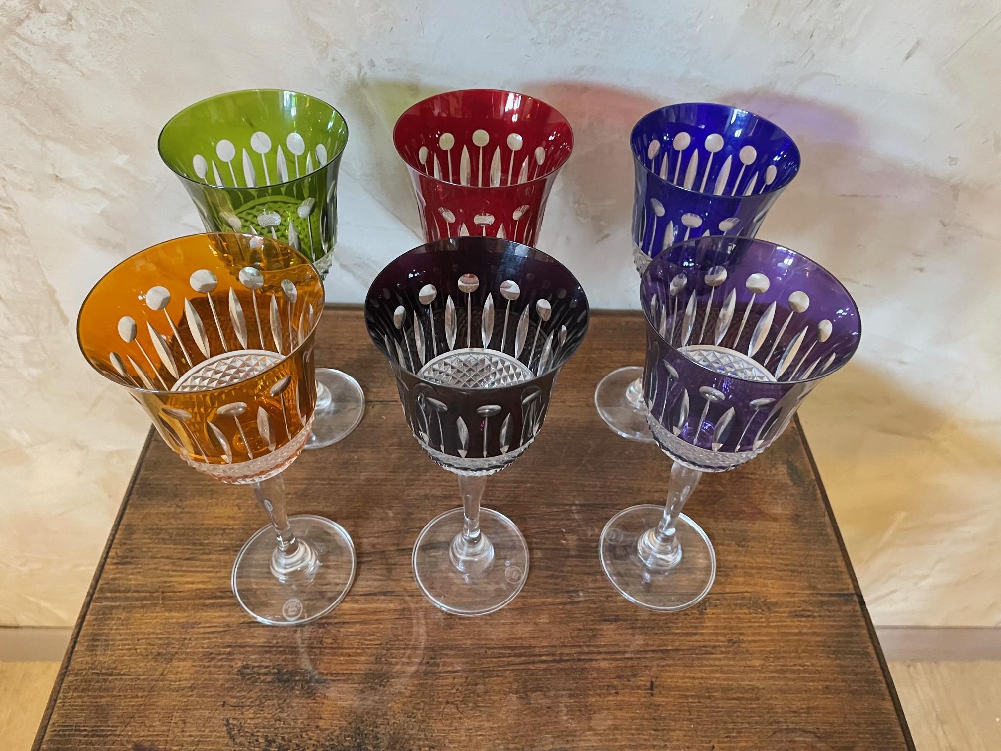 20th Century French Set of 6 Crystal Glasses by La Cristallerie de Paris For Sale 2