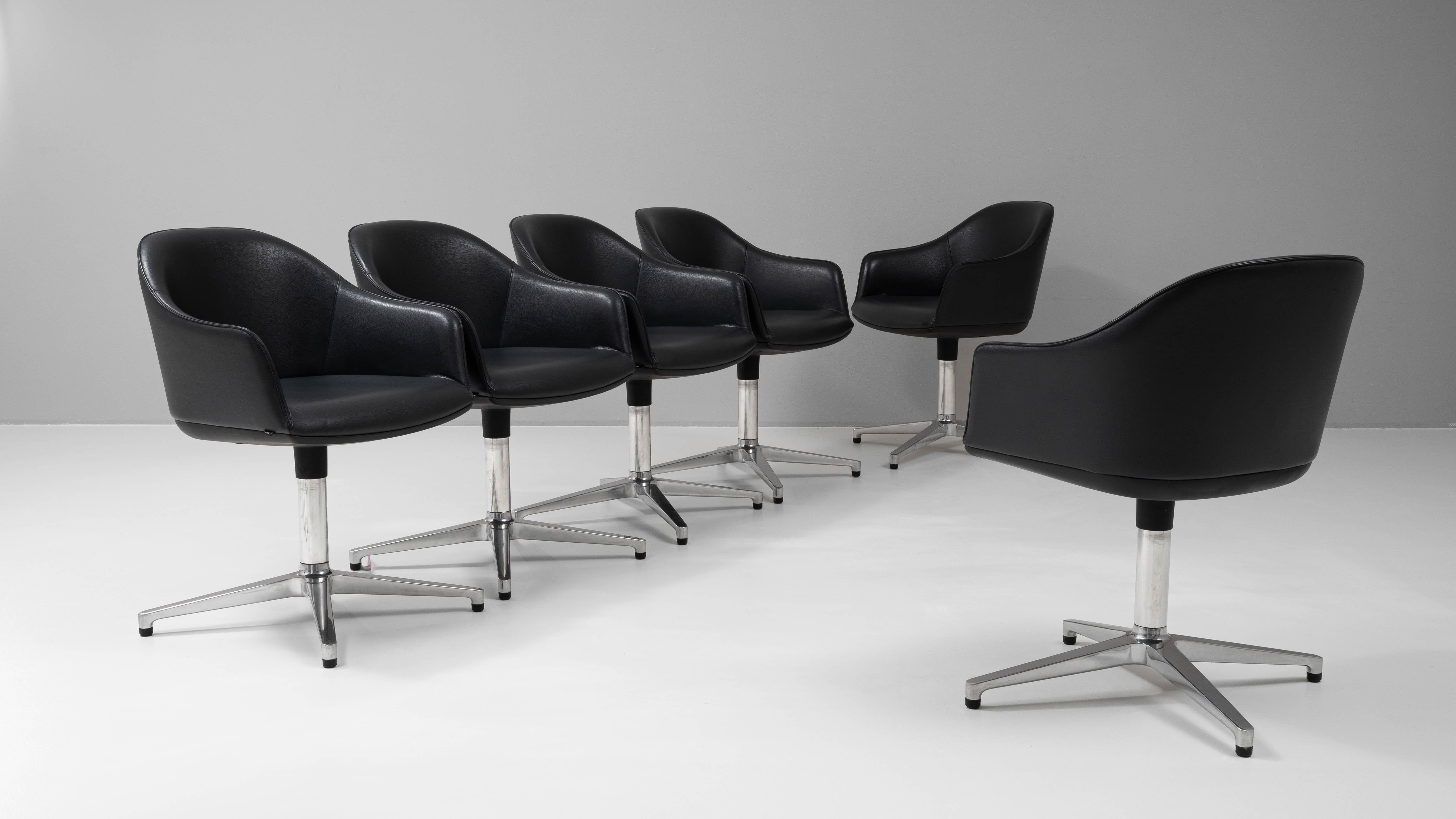 Ensemble de 6 chaises françaises du 20ème siècle en métal et cuir par Ronan & Erwan Bouroullec Bon état - En vente à High Point, NC