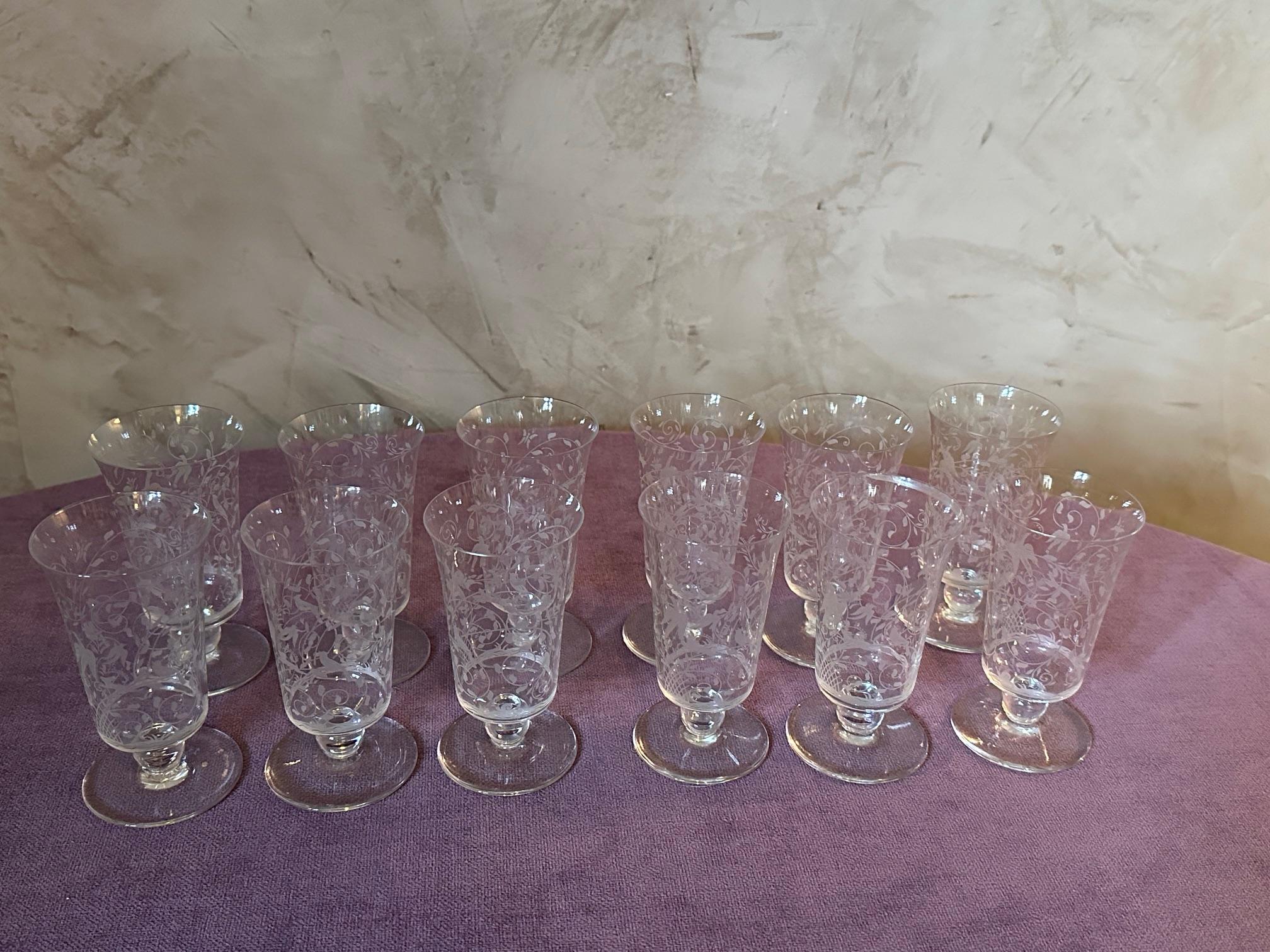 20th century French Set of Crystal Baccarat Glasses, Pitcher and Decanter For Sale 15