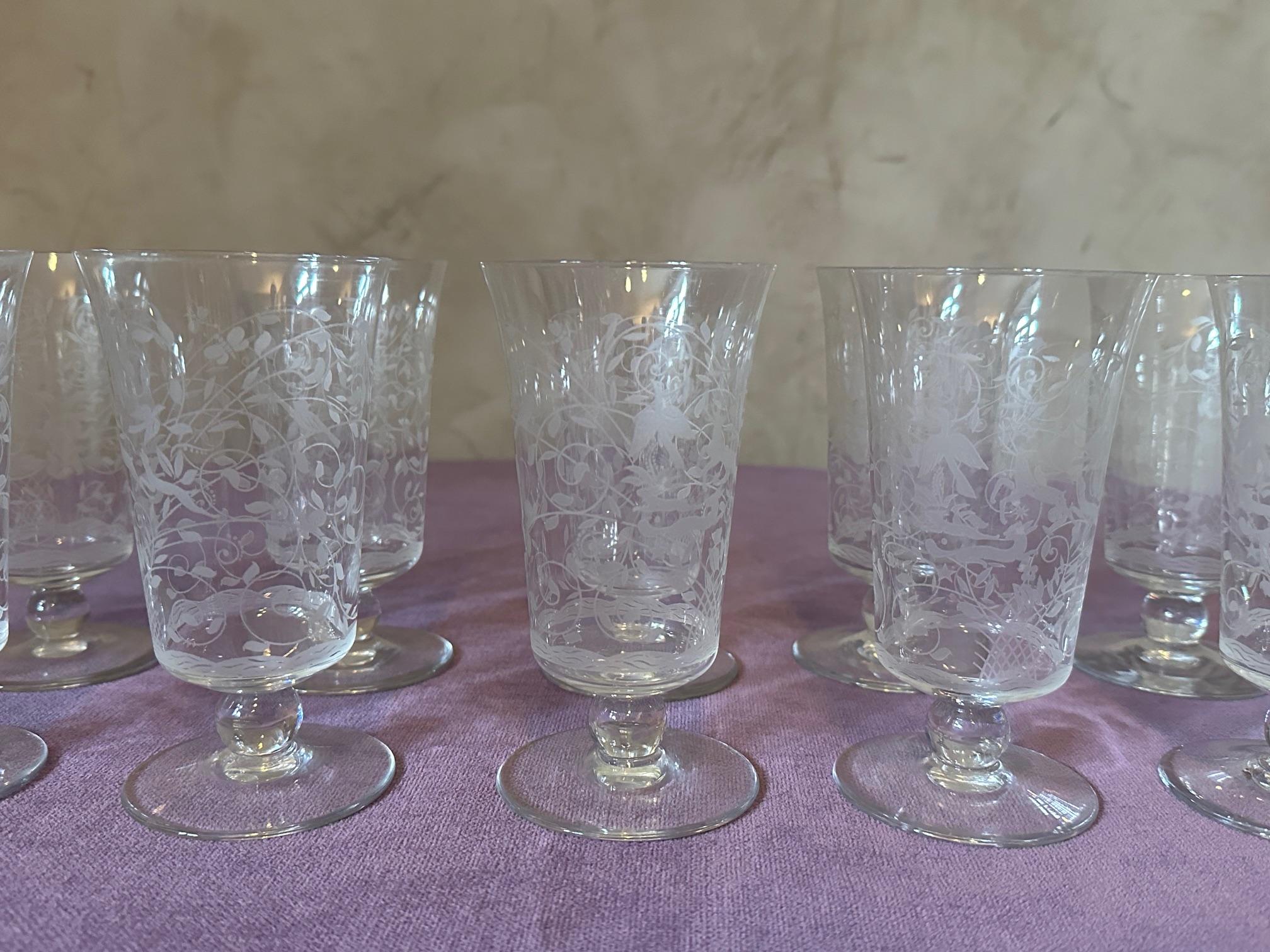 Mid-20th Century 20th century French Set of Crystal Baccarat Glasses, Pitcher and Decanter For Sale
