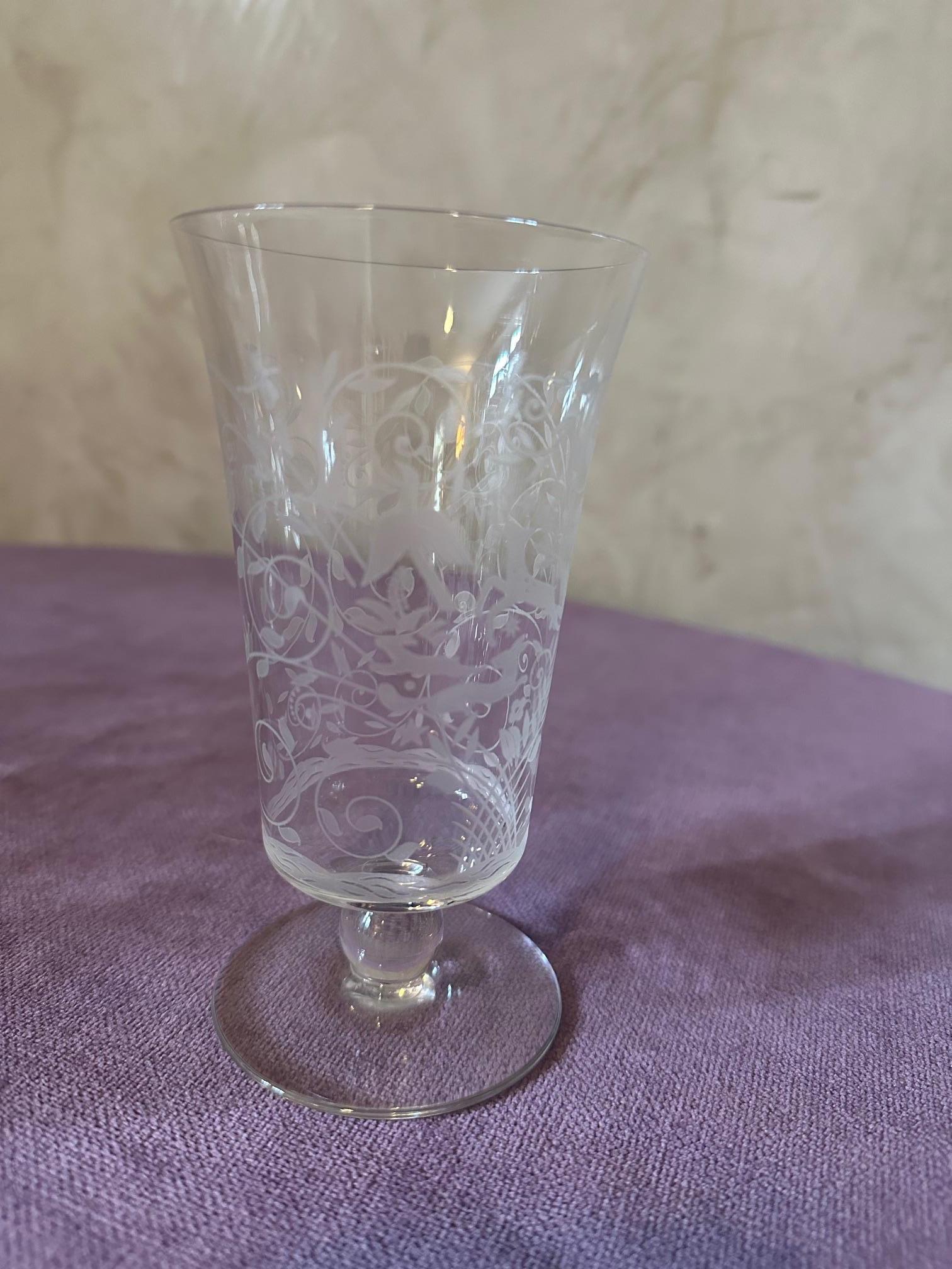 20th century French Set of Crystal Baccarat Glasses, Pitcher and Decanter For Sale 1