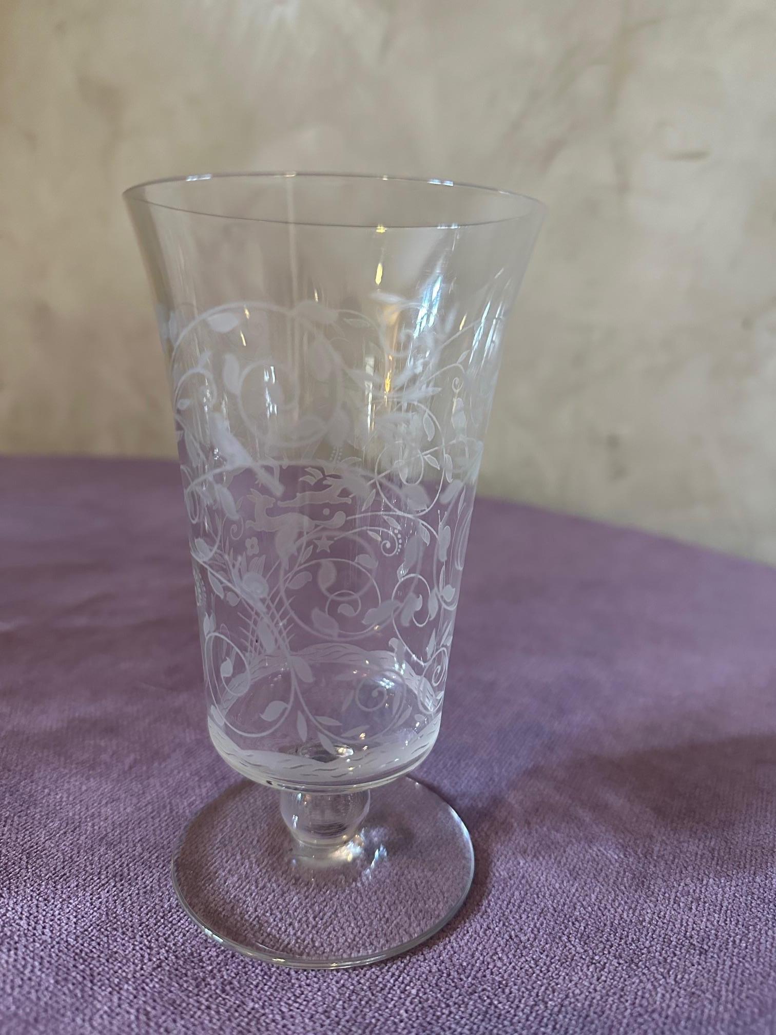 20th century French Set of Crystal Baccarat Glasses, Pitcher and Decanter For Sale 4