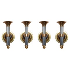 20th Century French Set of Four Gilt and Patinated Wall Lights or Scones