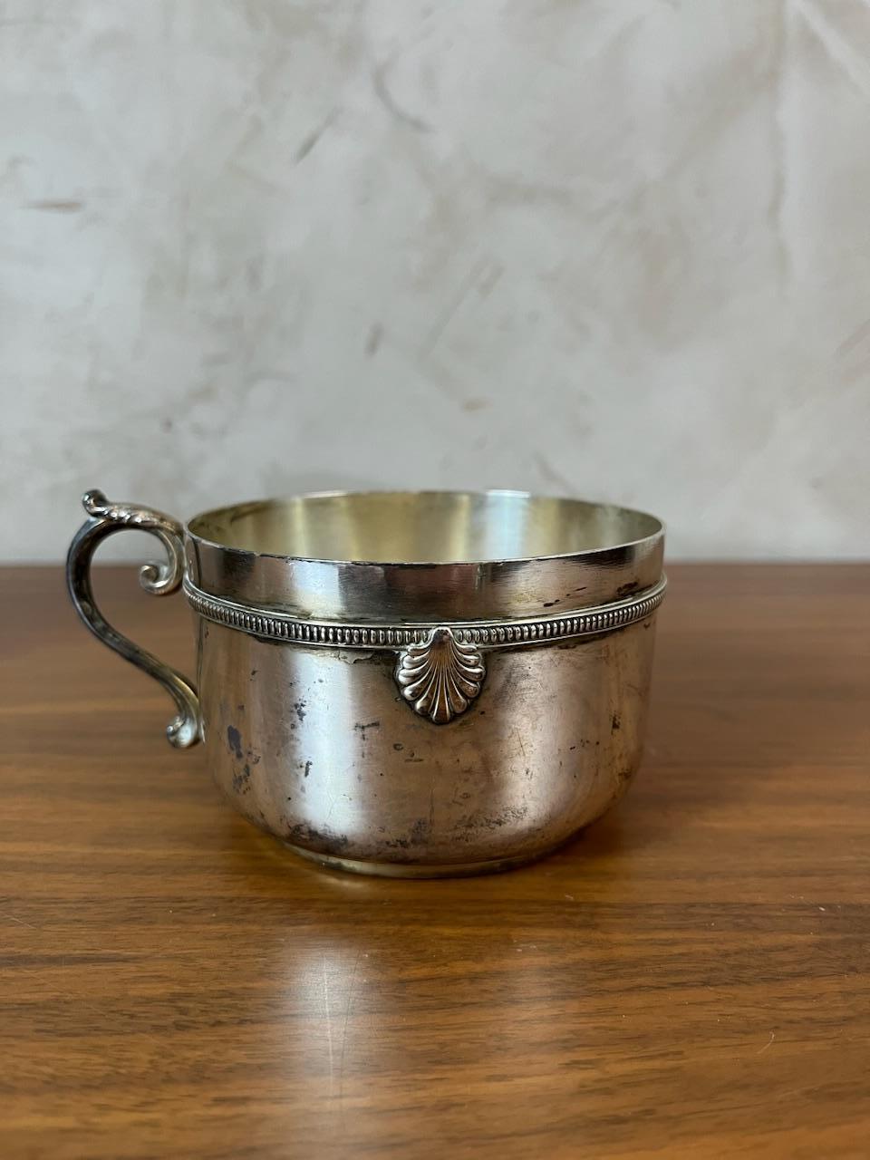 20th century French Set of Four Silverplate Tea Cups, 1900s For Sale 8