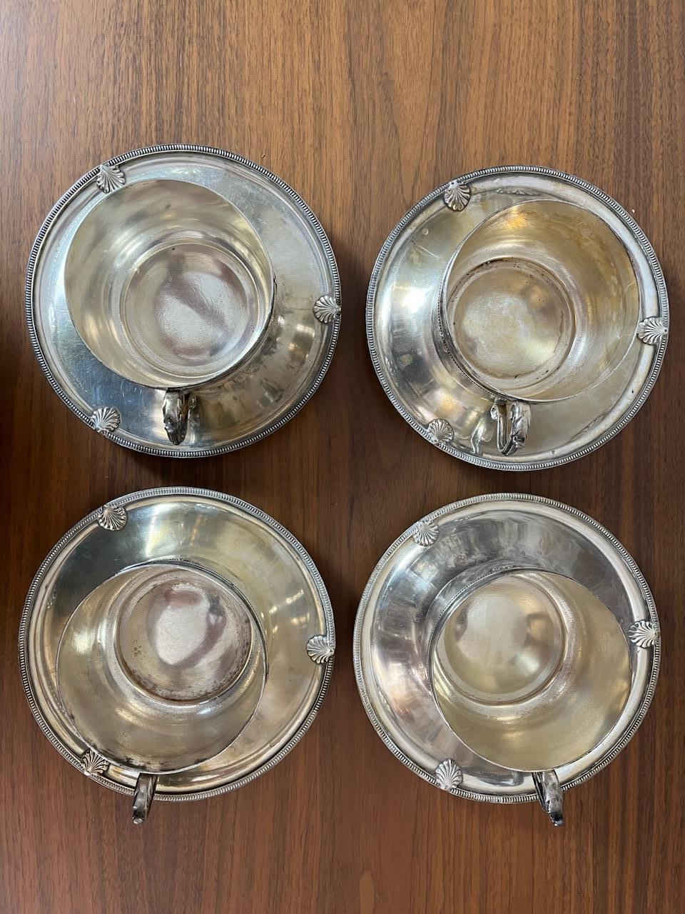 Silver Plate 20th century French Set of Four Silverplate Tea Cups, 1900s For Sale