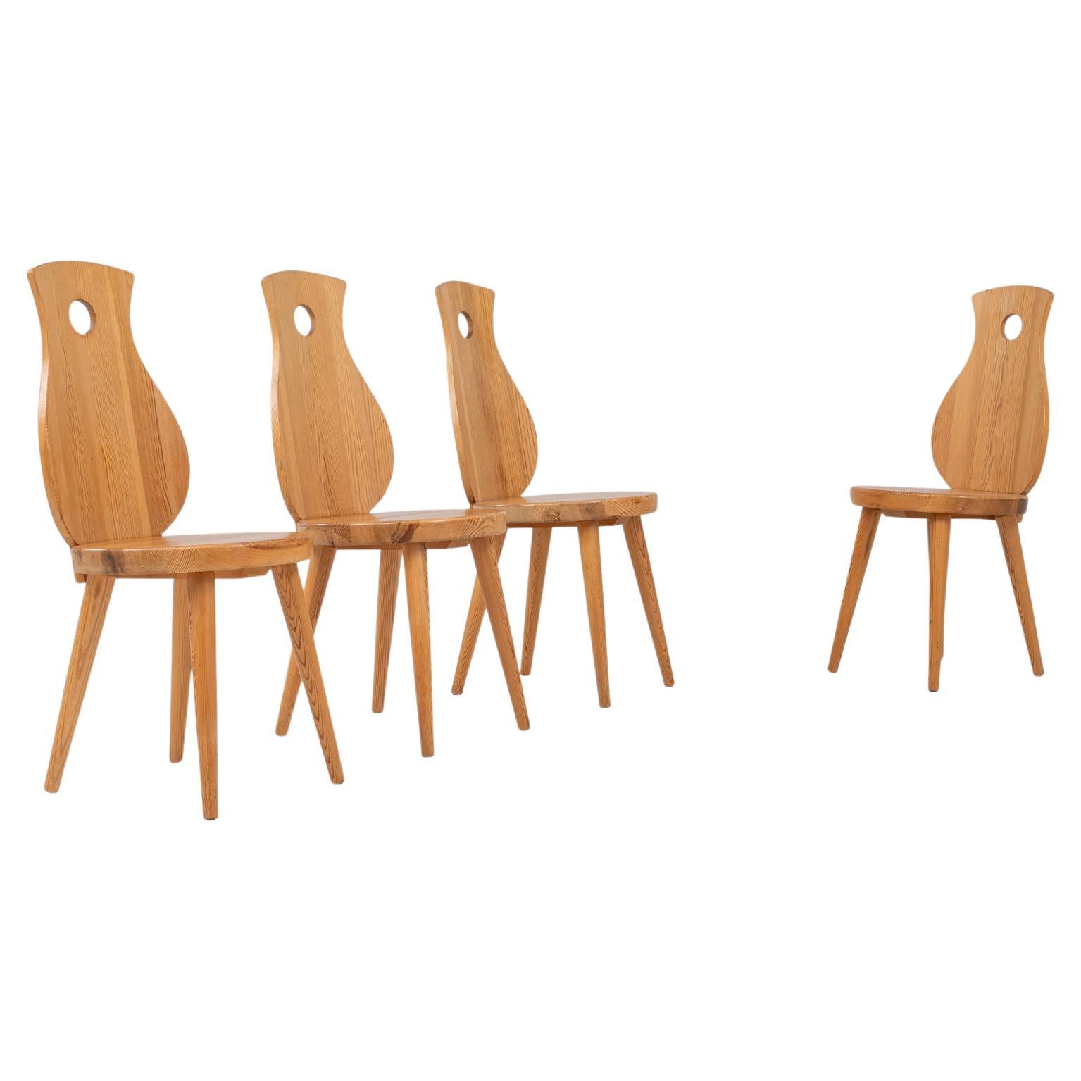 20th Century French Set Of Four Wooden Dining Chairs