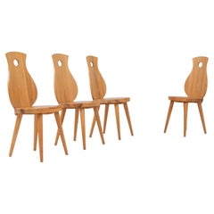 20th Century French Set Of Four Wooden Dining Chairs