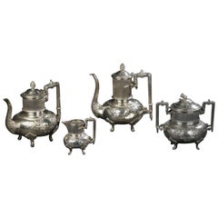 20th Century French Set of Silver Plated Decorated Coffee Pots by Armand Frenais