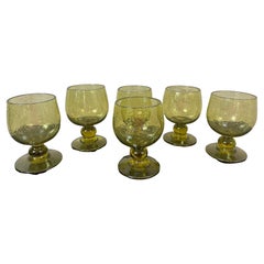 20th century French set of Six Biot Blown glasses, 1980s