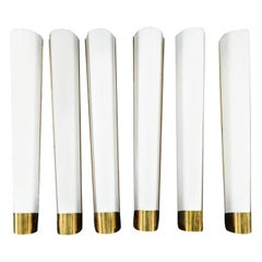 20th Century White French Set of Six Brass Wall Sconces, Vintage Lucite Lights