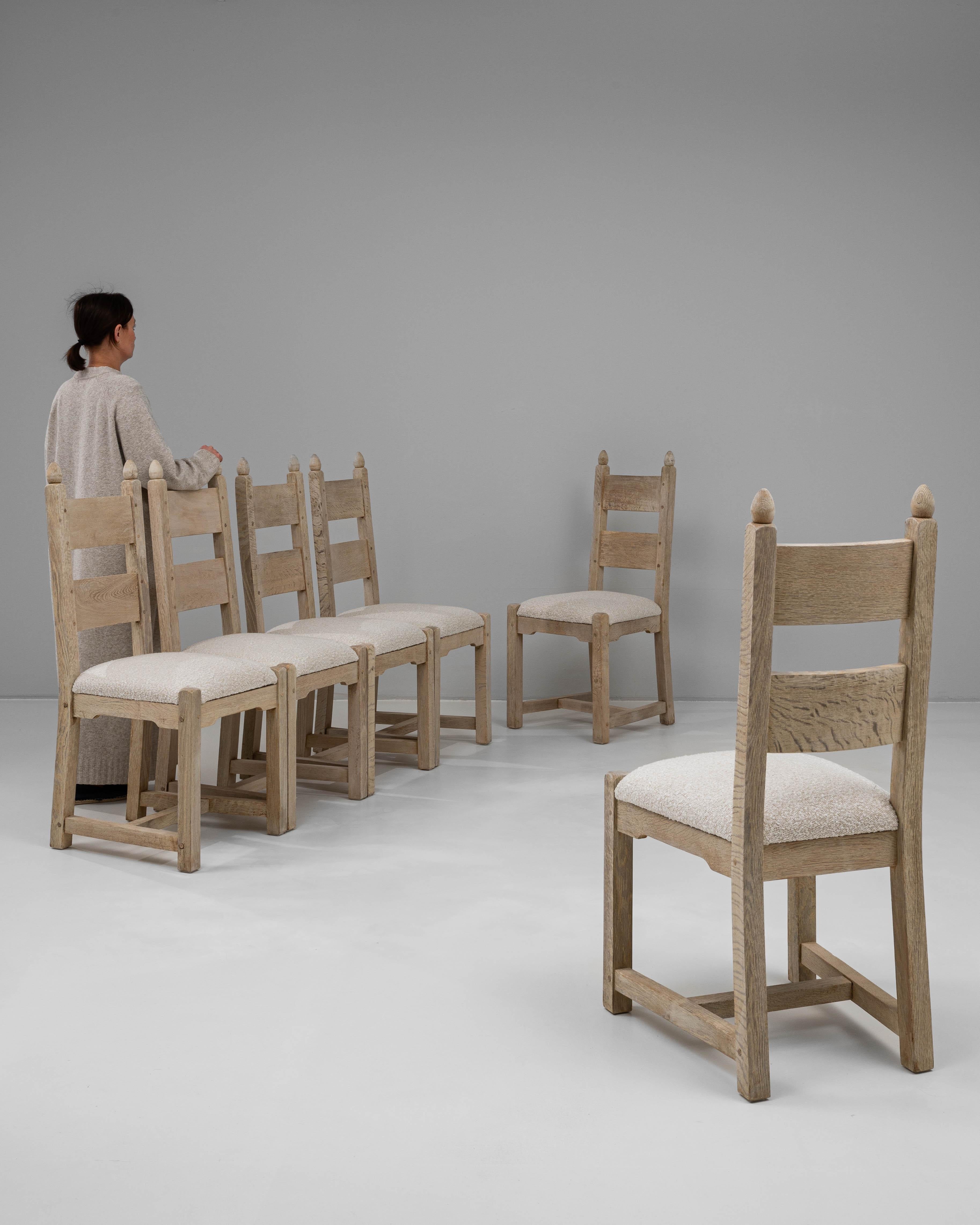 Upholstery 20th Century French Set of Six Ladder-Back Dining Chairs For Sale