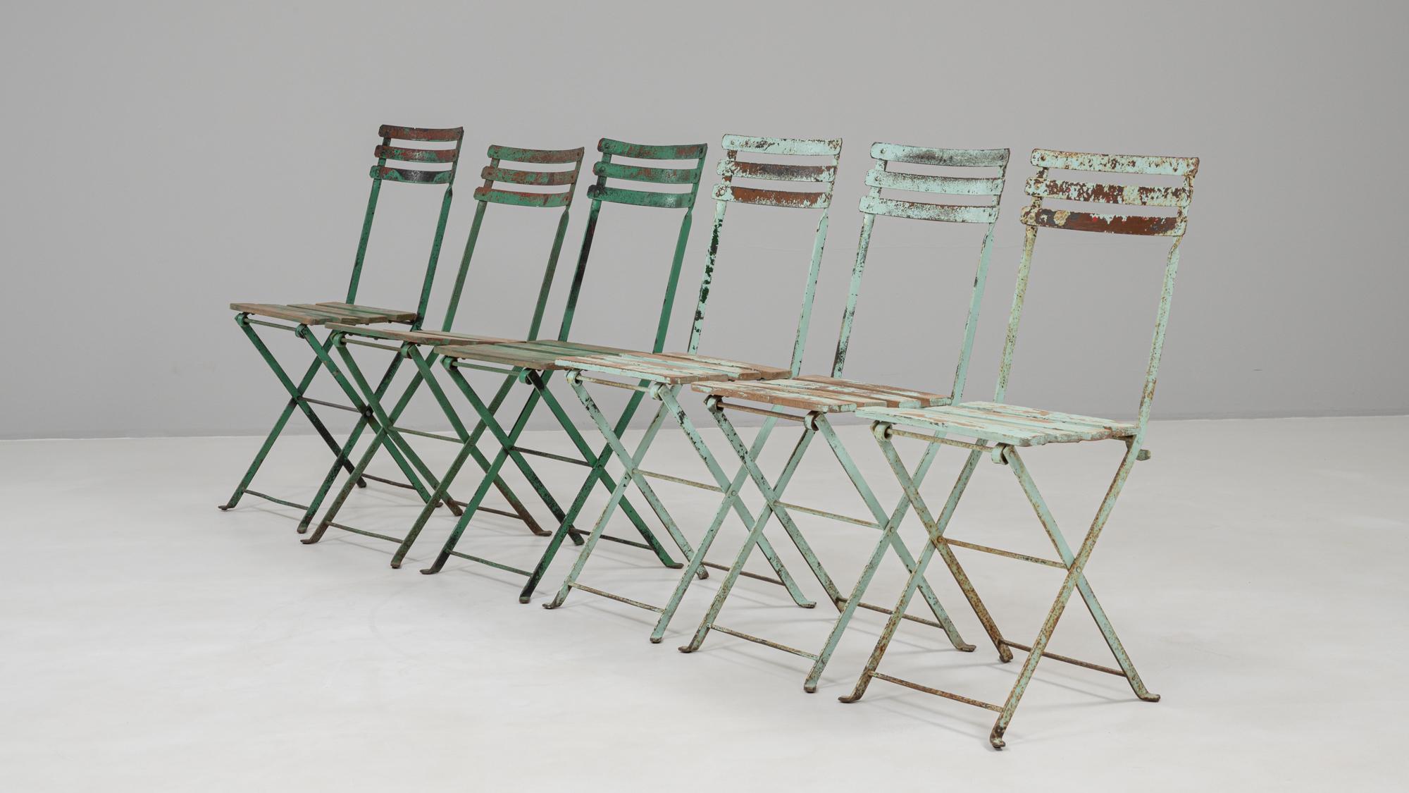 Set di sei sedie da giardino in metallo del XX secolo in Francia in vendita 8