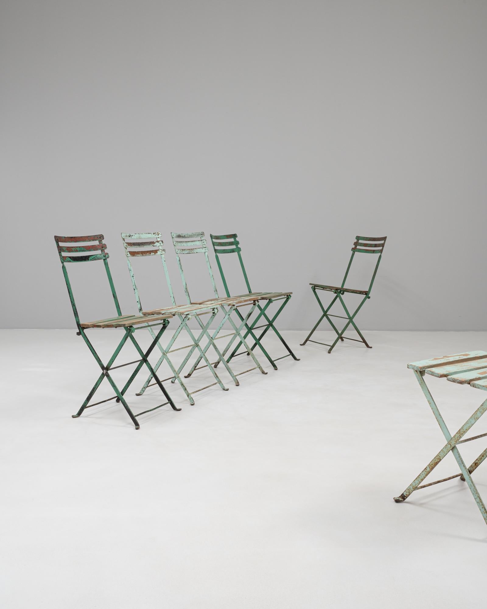 Set di sei sedie da giardino in metallo del XX secolo in Francia In condizioni buone in vendita a High Point, NC