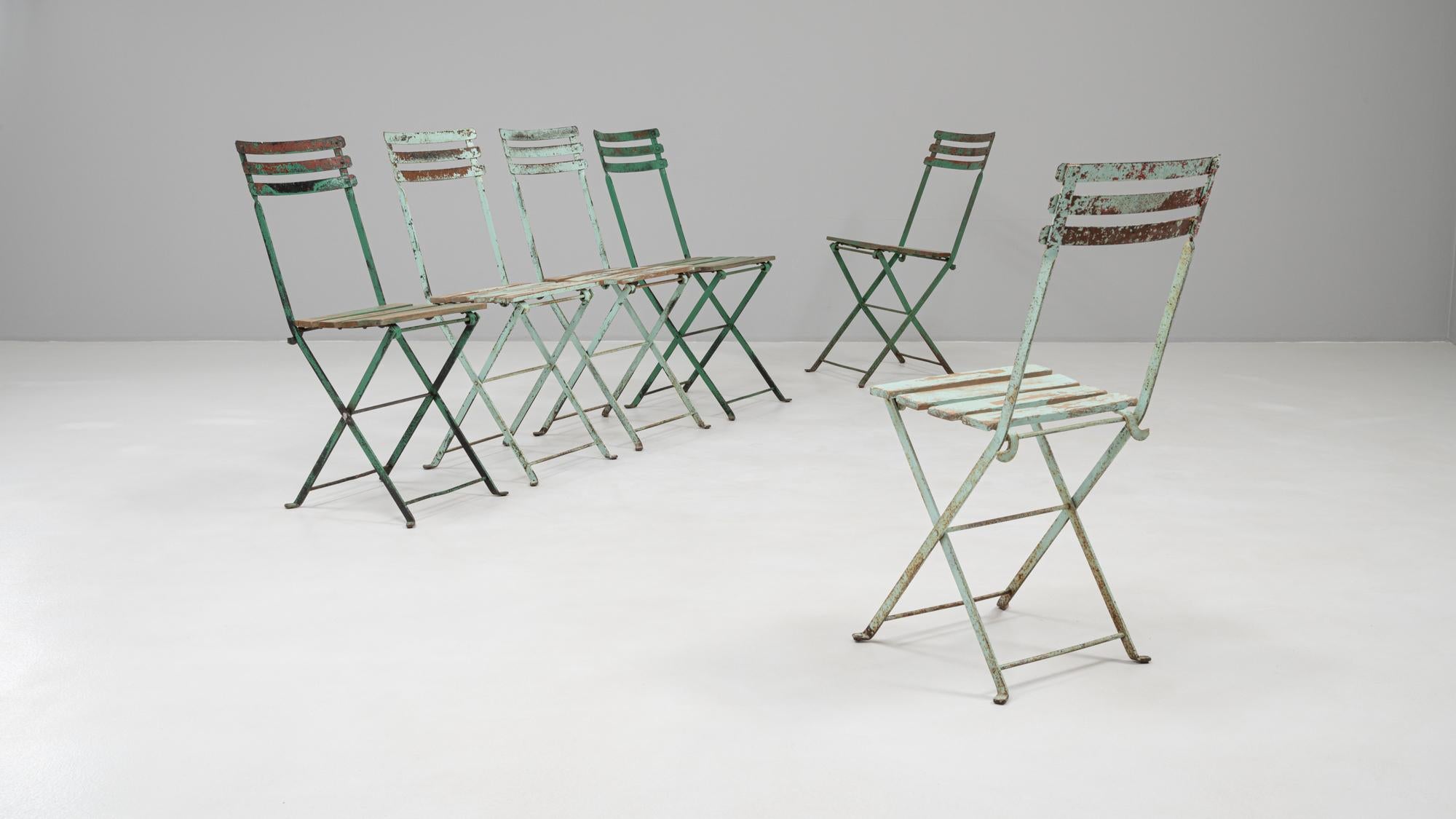 Metallo Set di sei sedie da giardino in metallo del XX secolo in Francia in vendita