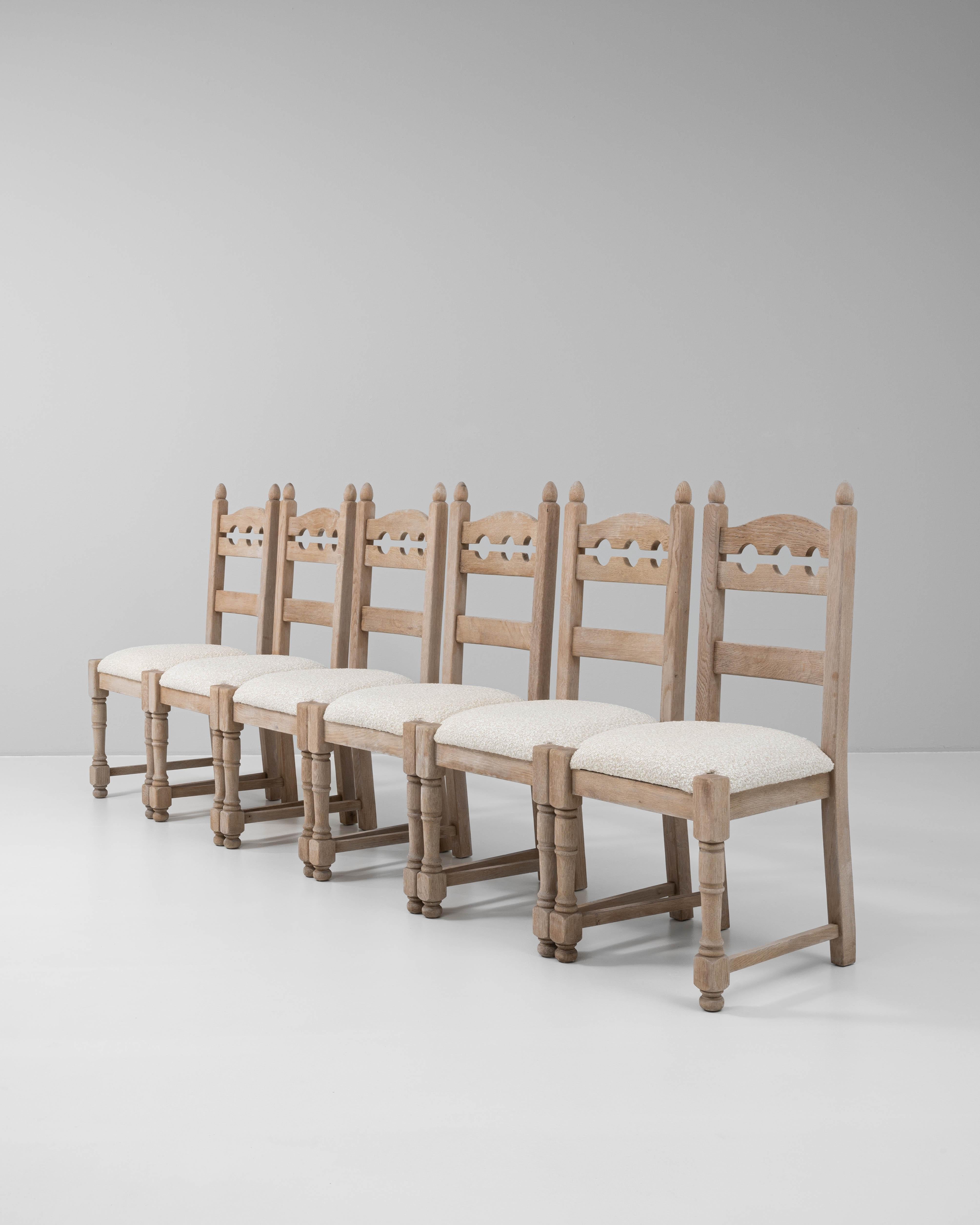 20th Century French Set Of Six Oak Dining Chairs 6