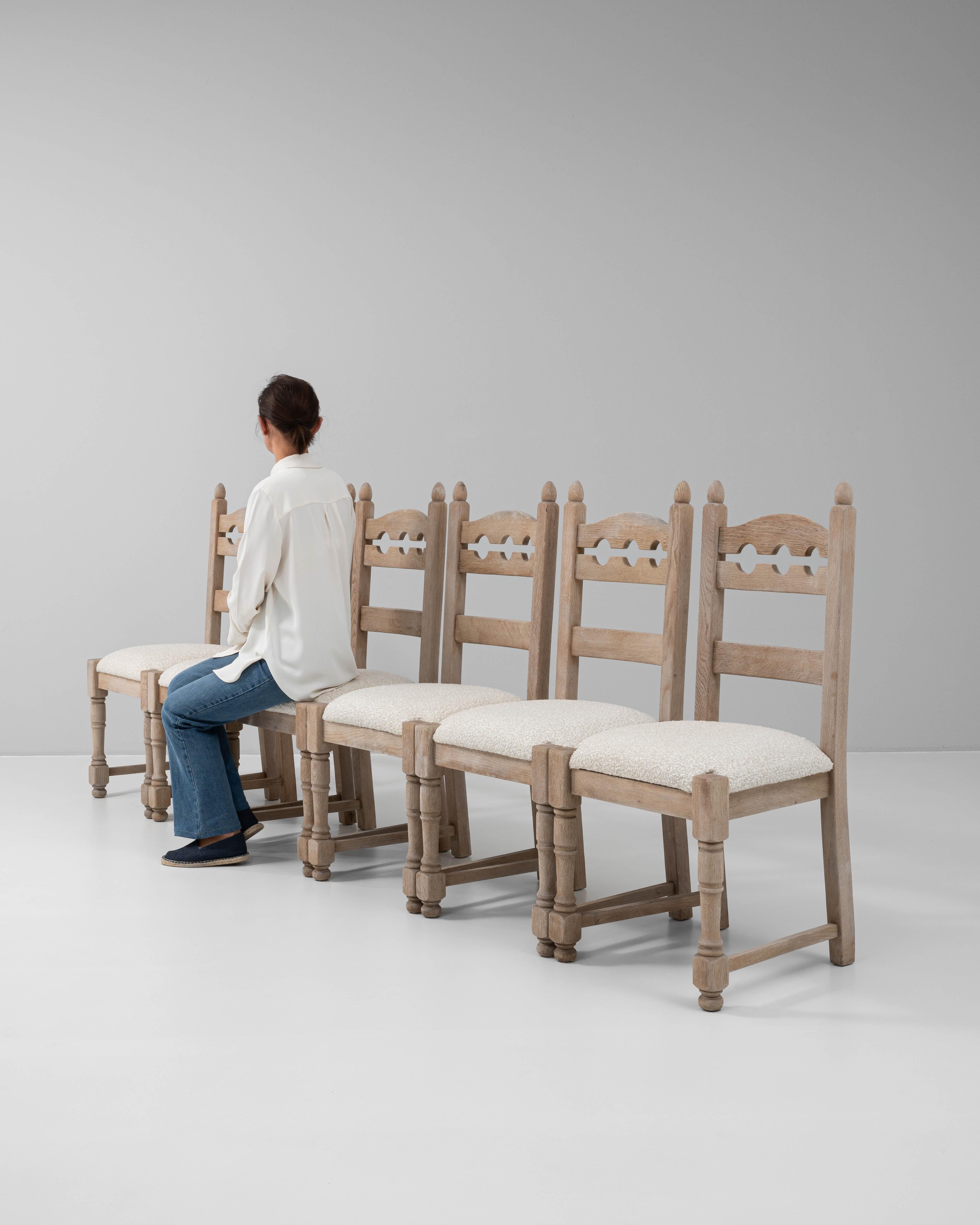 20th Century French Set Of Six Oak Dining Chairs 7
