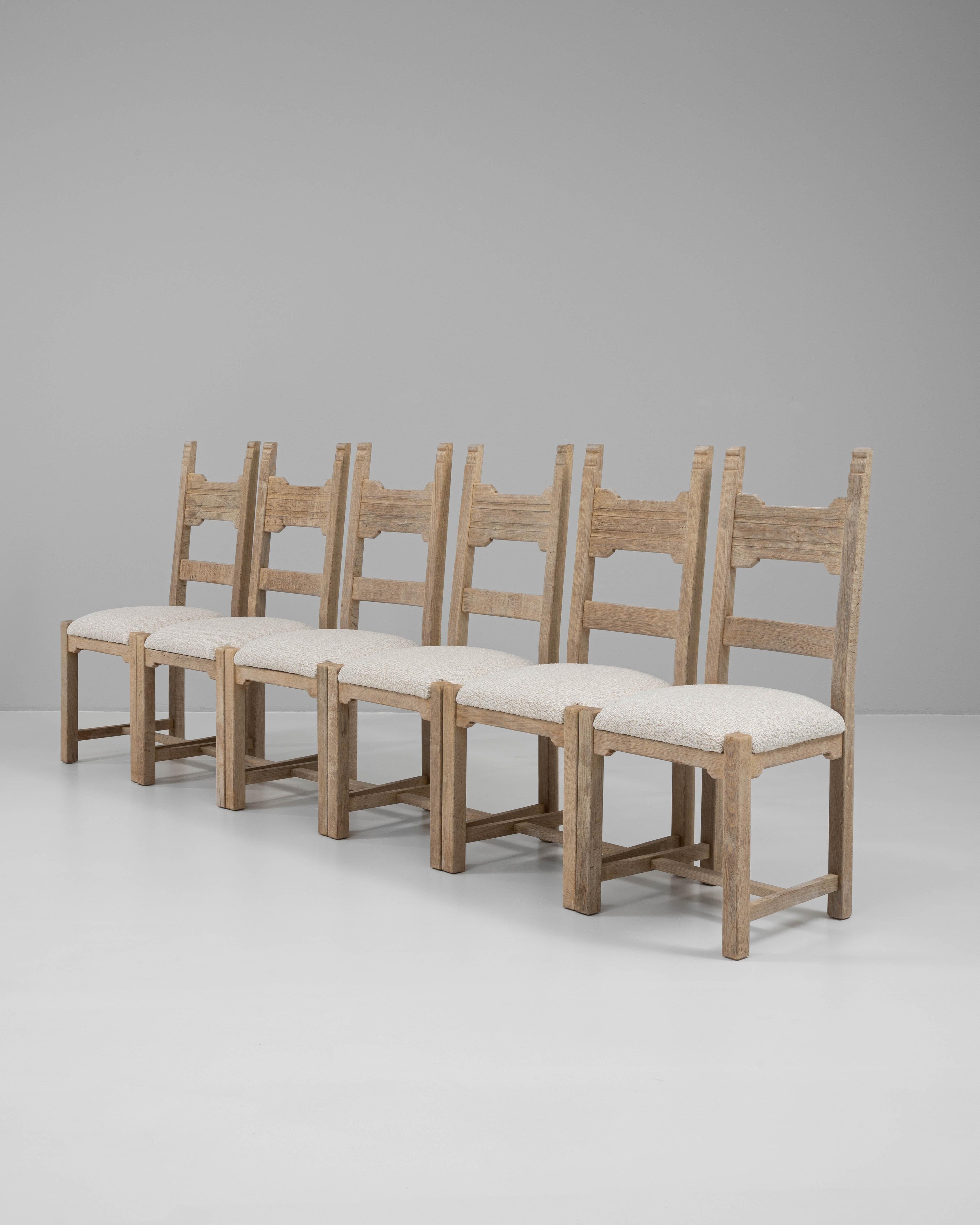 20th Century French Set Of Six Oak Dining Chairs en venta 5