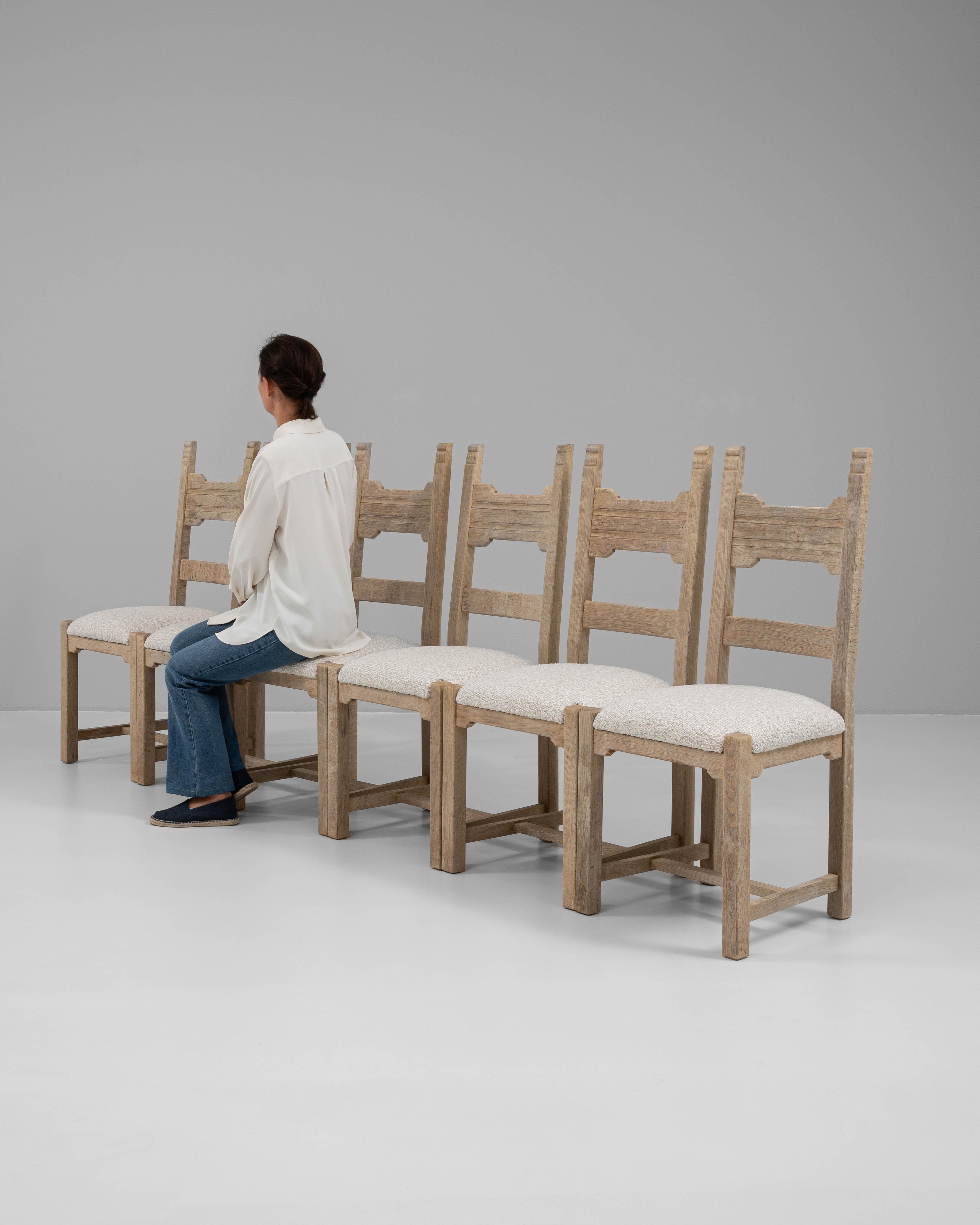 20th Century French Set Of Six Oak Dining Chairs en venta 6