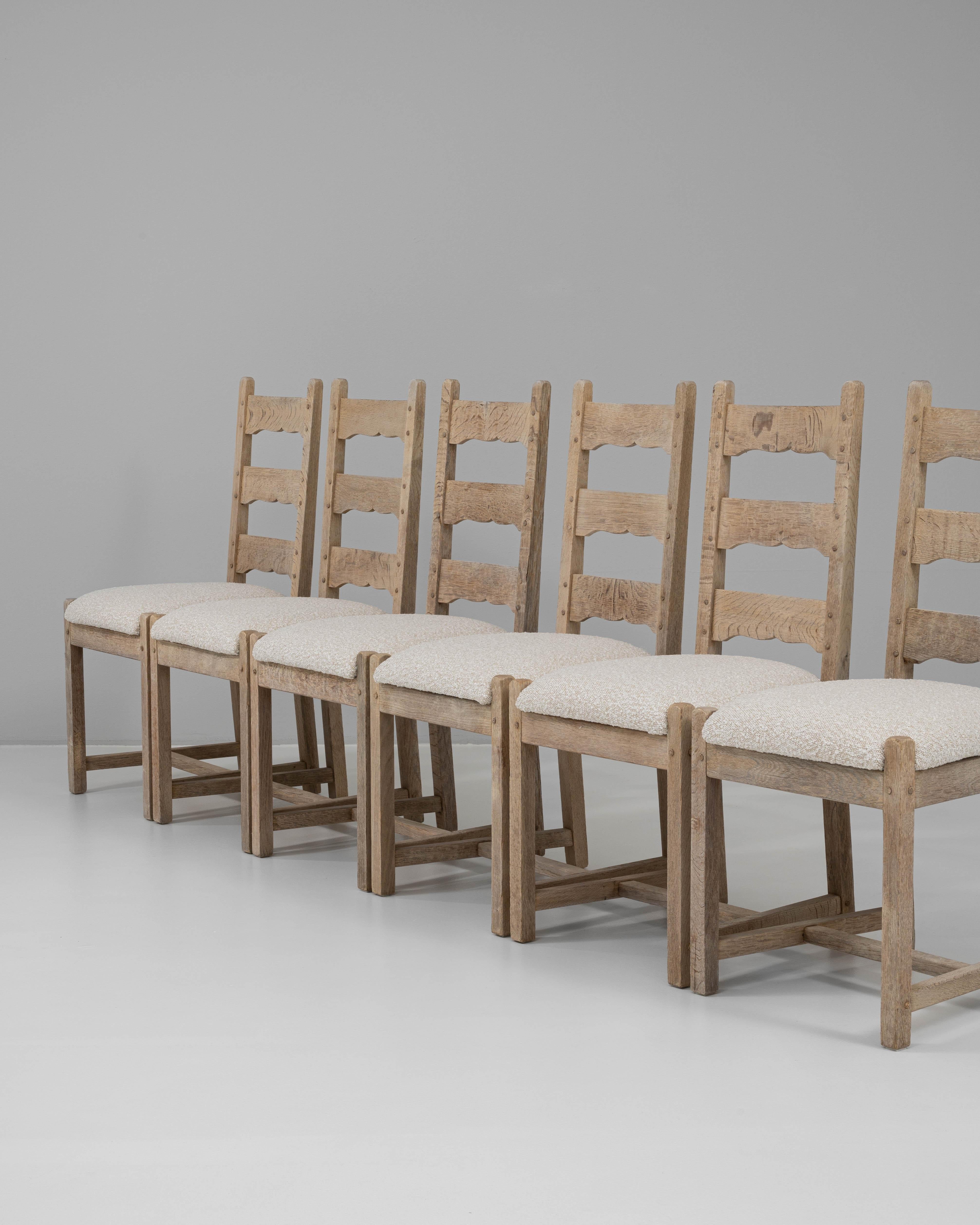 20th Century French Set Of Six Oak Dining Chairs en venta 6