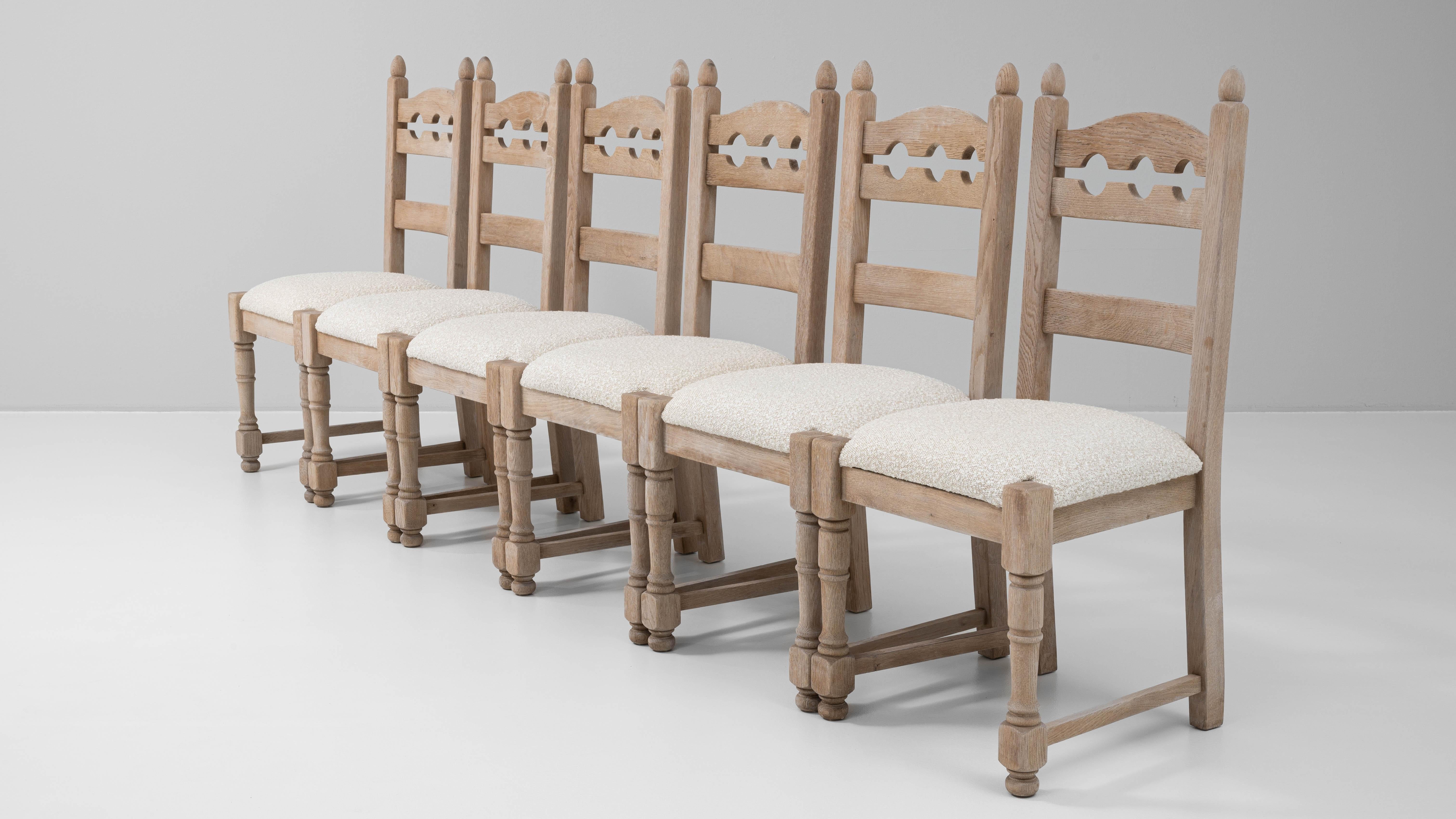20th Century French Set Of Six Oak Dining Chairs 9