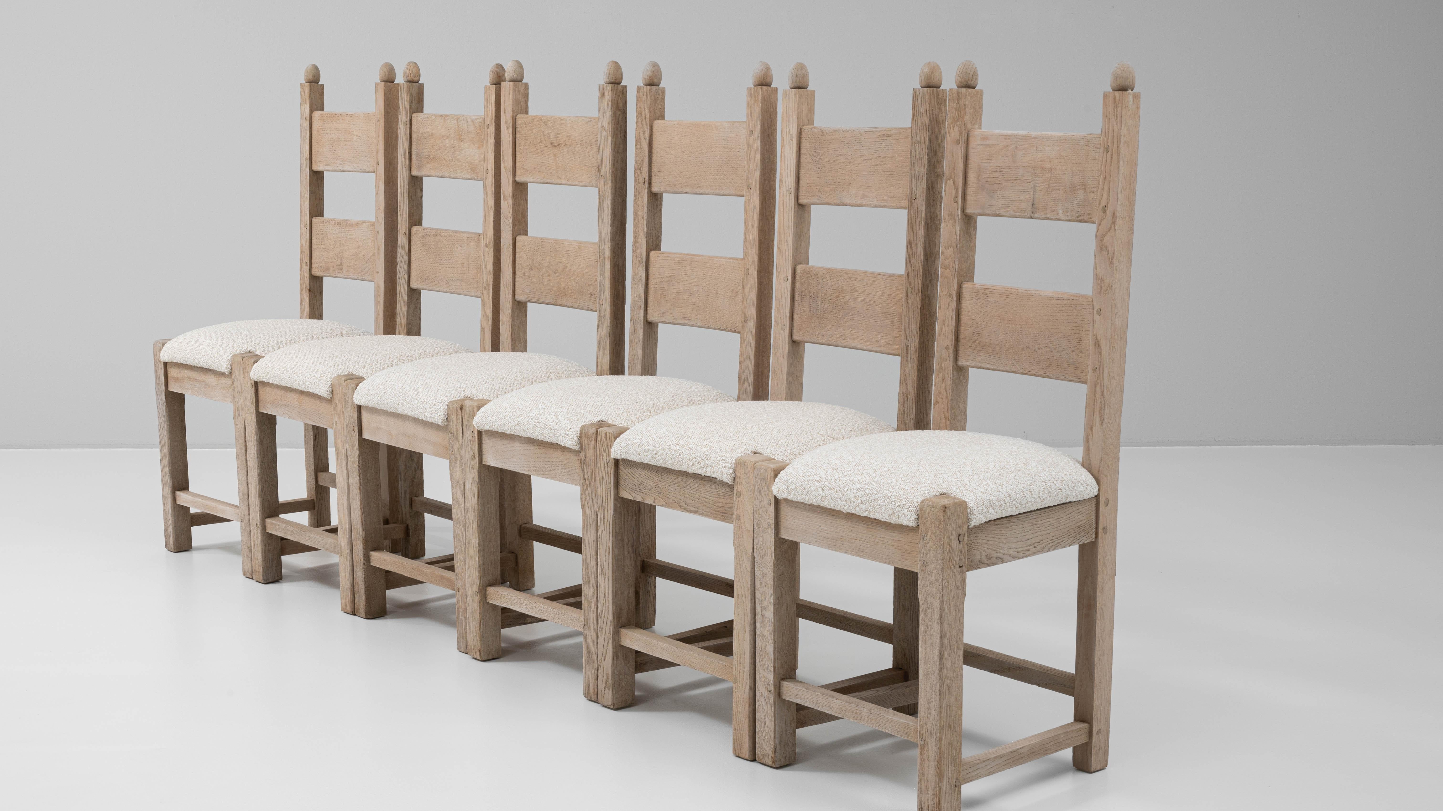 20th Century French Set Of Six Oak Dining Chairs en venta 7