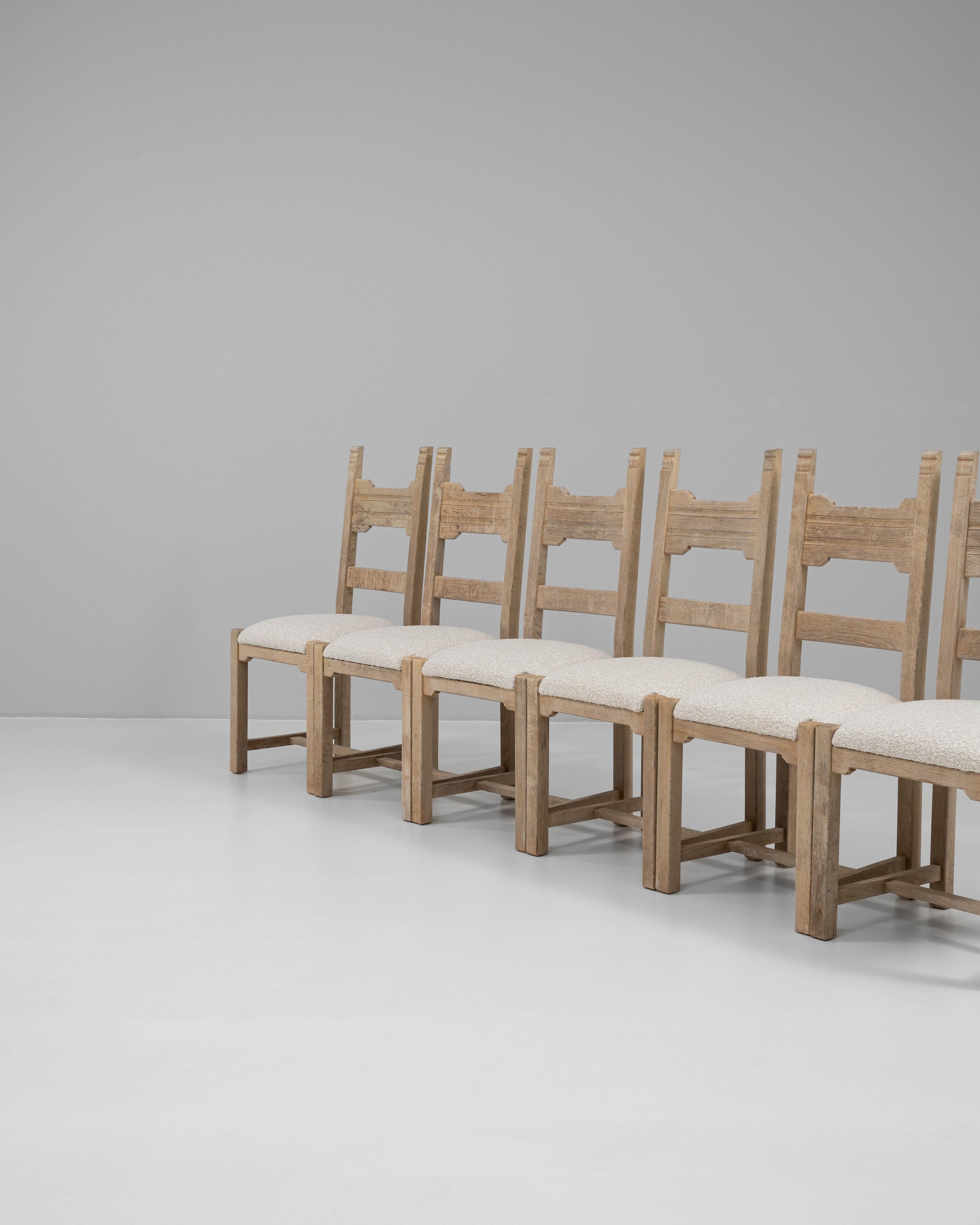 20th Century French Set Of Six Oak Dining Chairs en venta 7