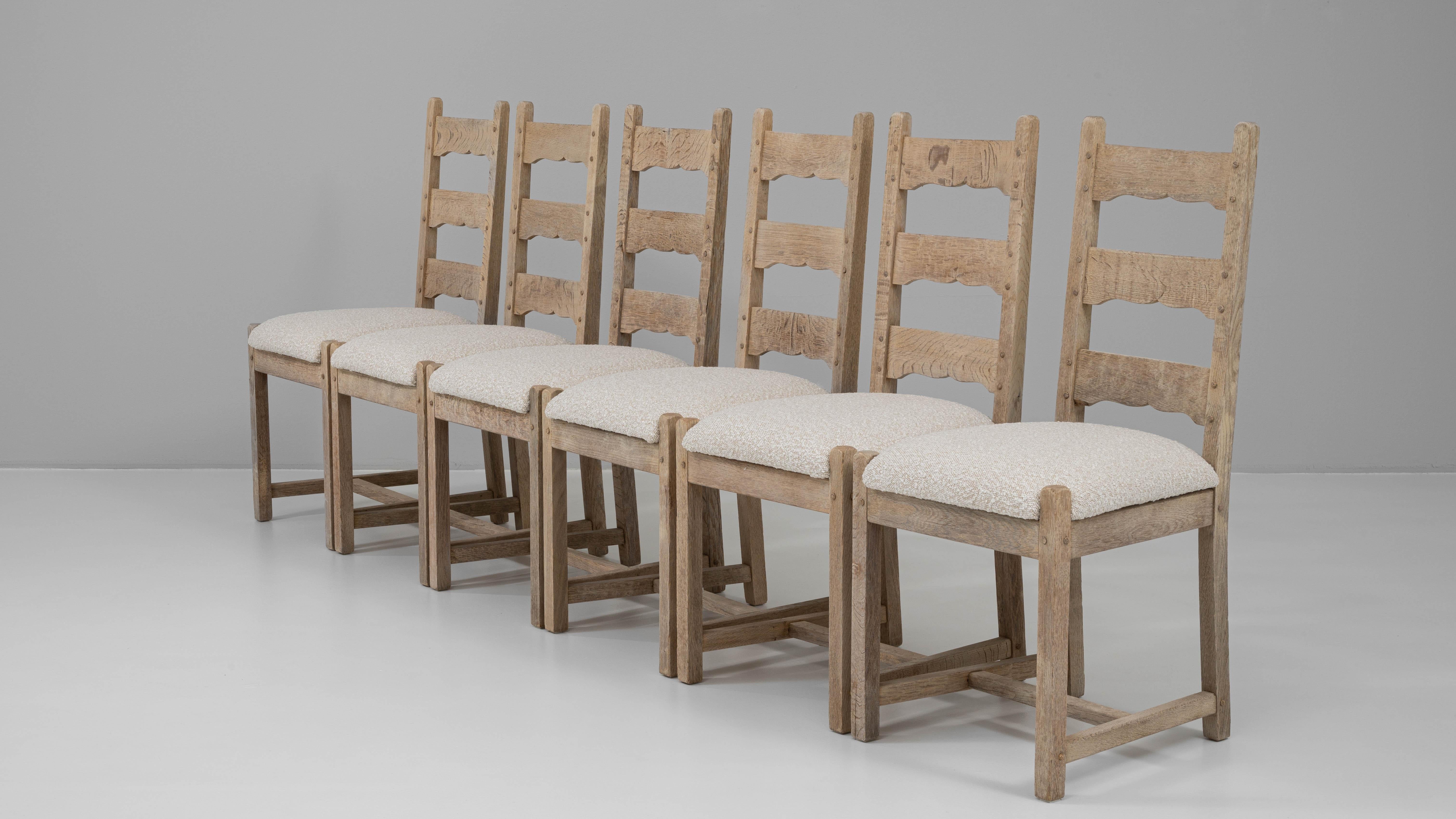 20th Century French Set Of Six Oak Dining Chairs en venta 7