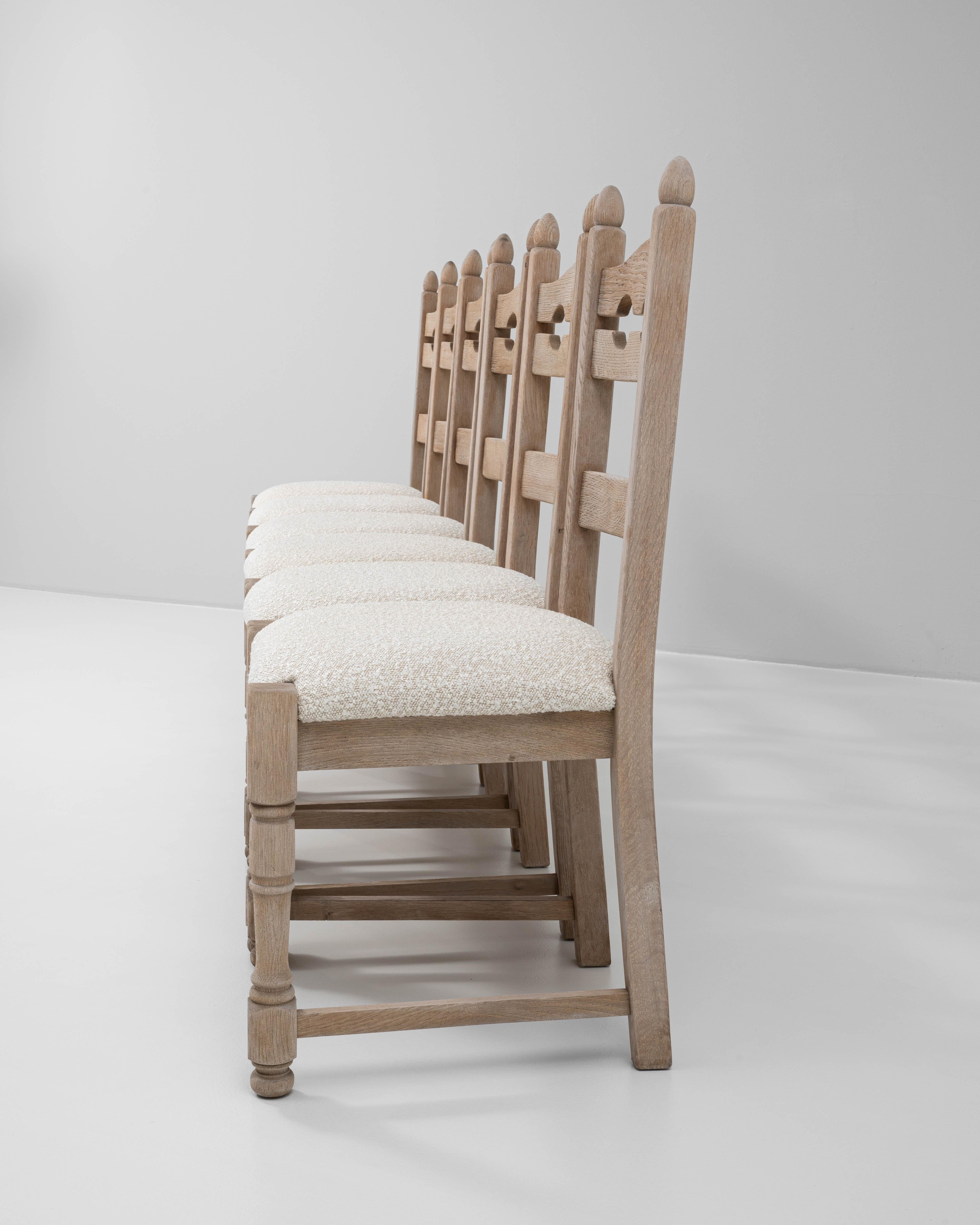 20th Century French Set Of Six Oak Dining Chairs 10