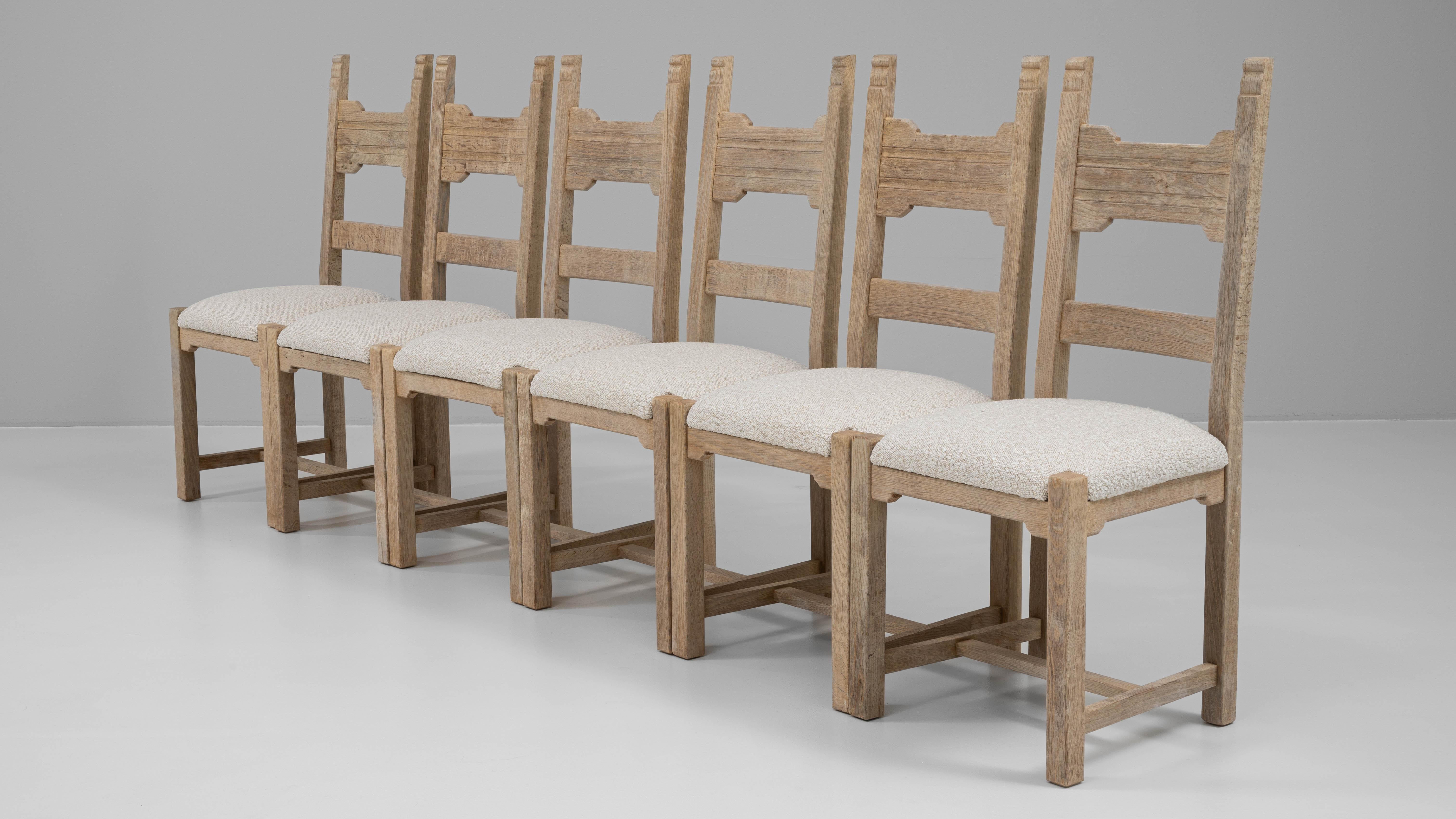 20th Century French Set Of Six Oak Dining Chairs en venta 8