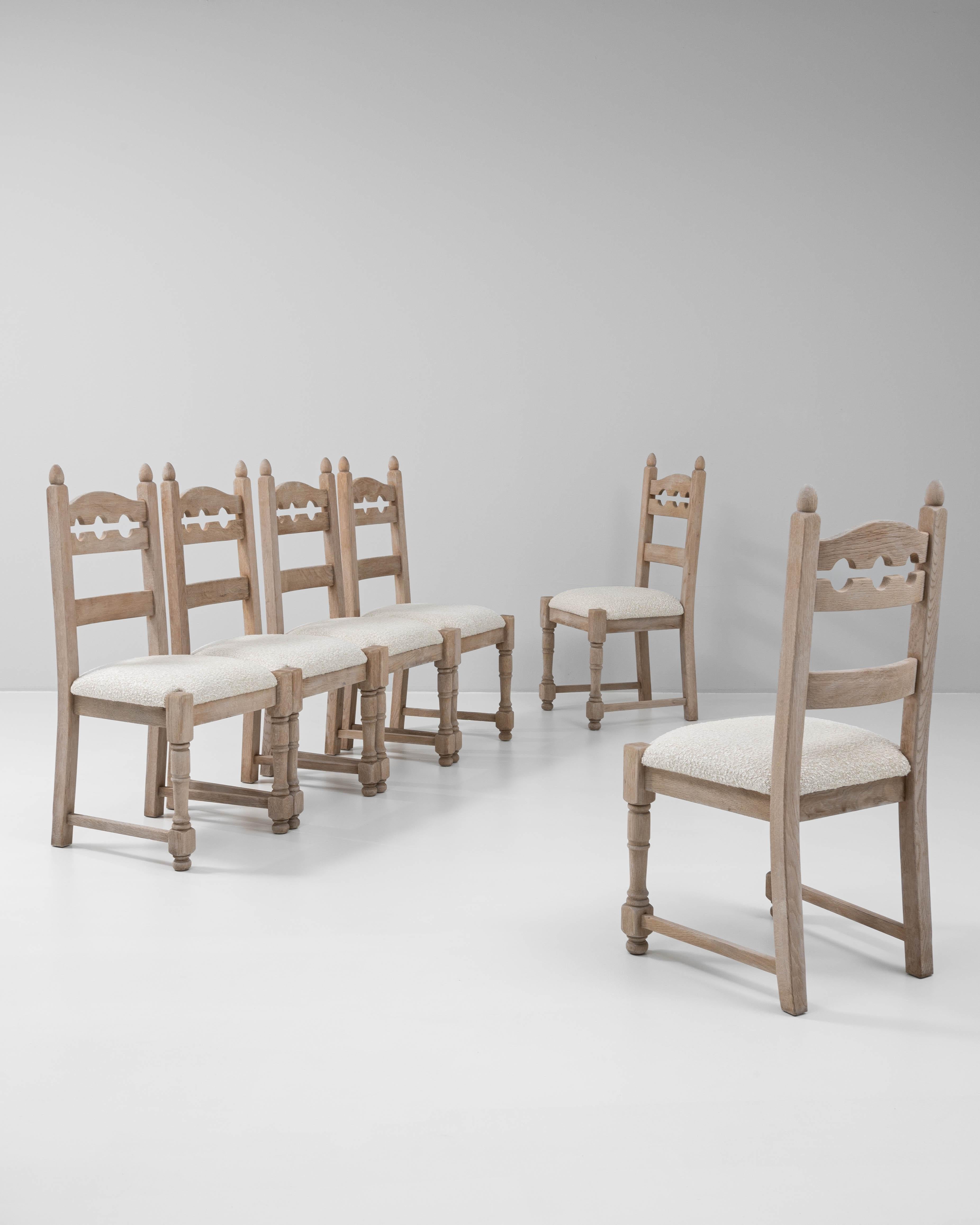 20th Century French Set Of Six Oak Dining Chairs en venta 9
